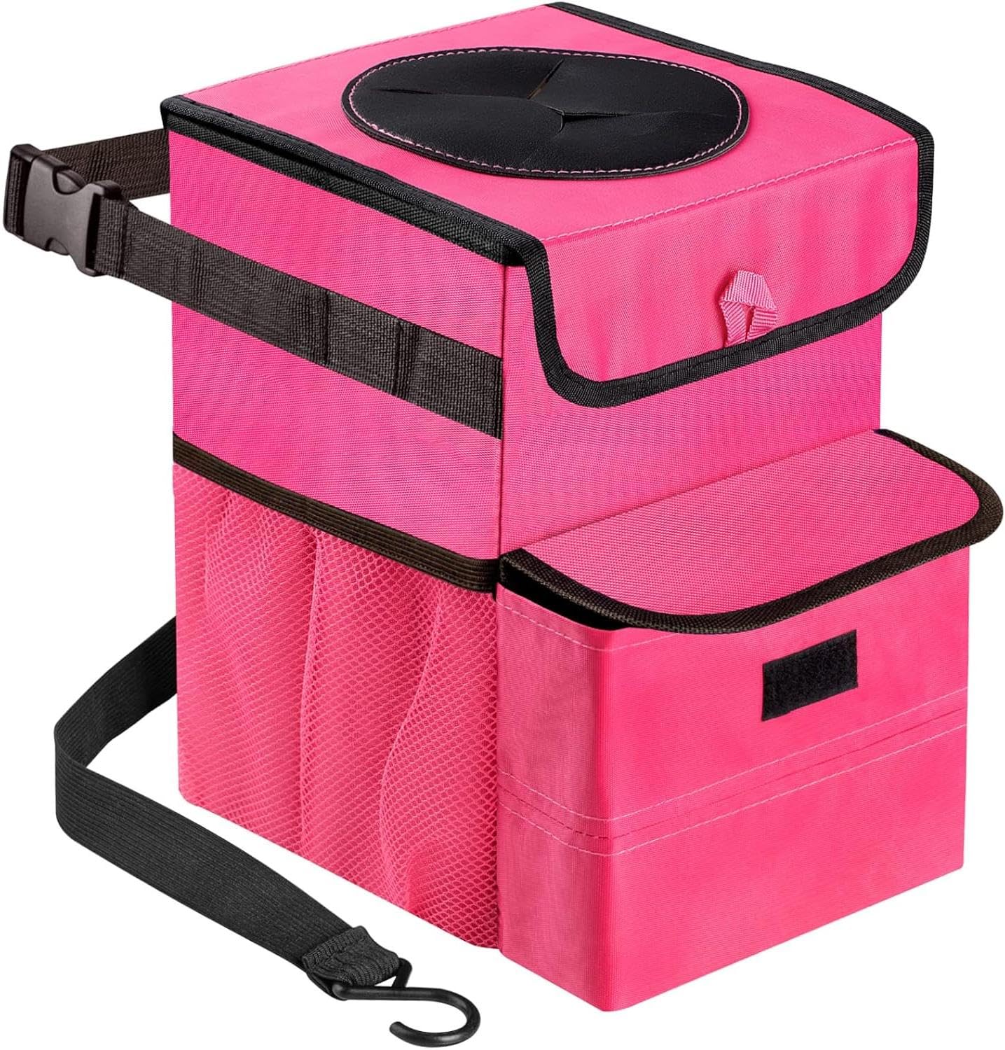 Gpusfak Car Trash Can Foldable Garbage Bin Leakproof 3 Gallons Pink