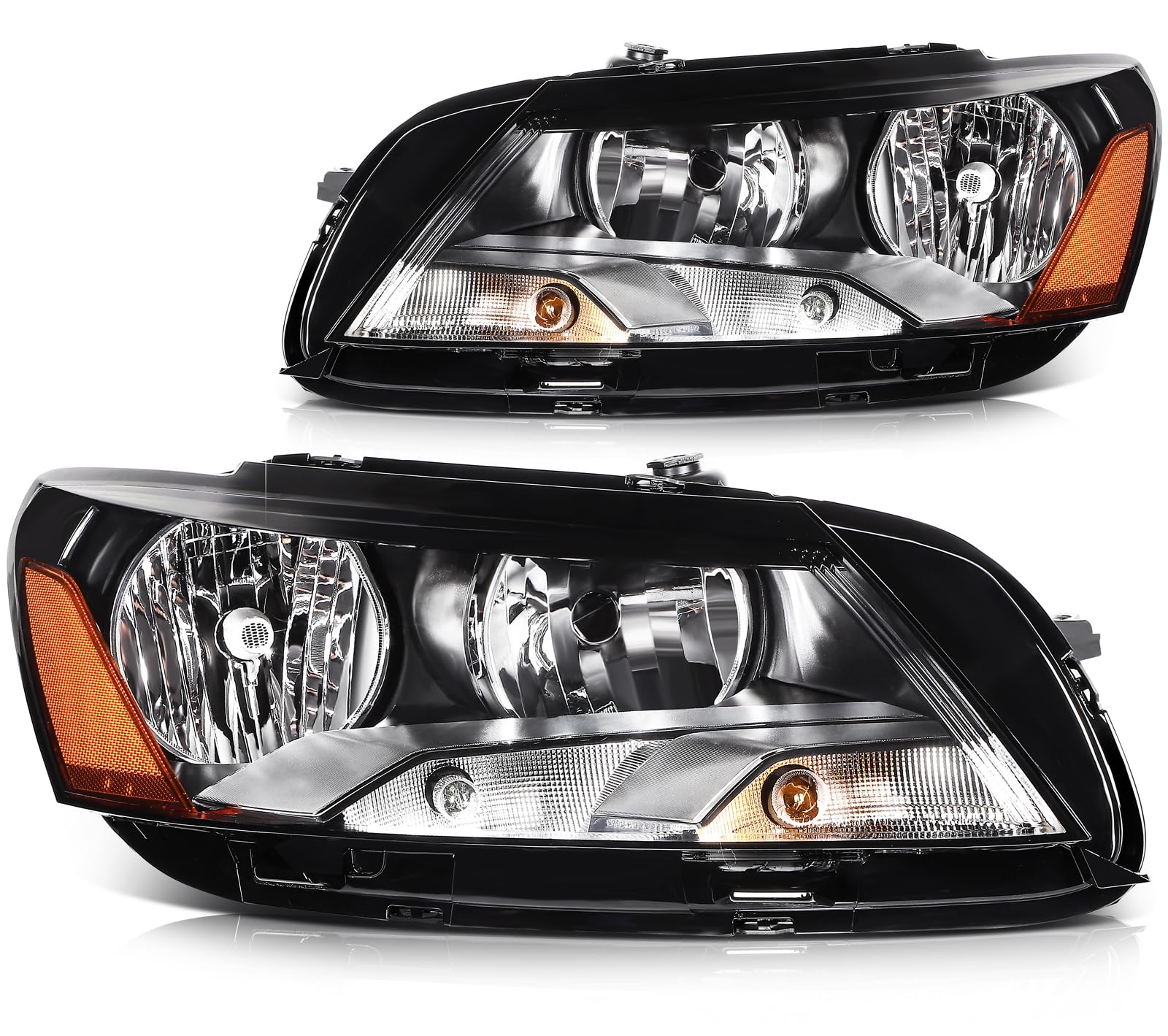 LBRST Headlight Assembly Fit For Volkswagen For Passat 2012-2015 Black Housing Amber Reflector Clear Lens Driver and Passenger S