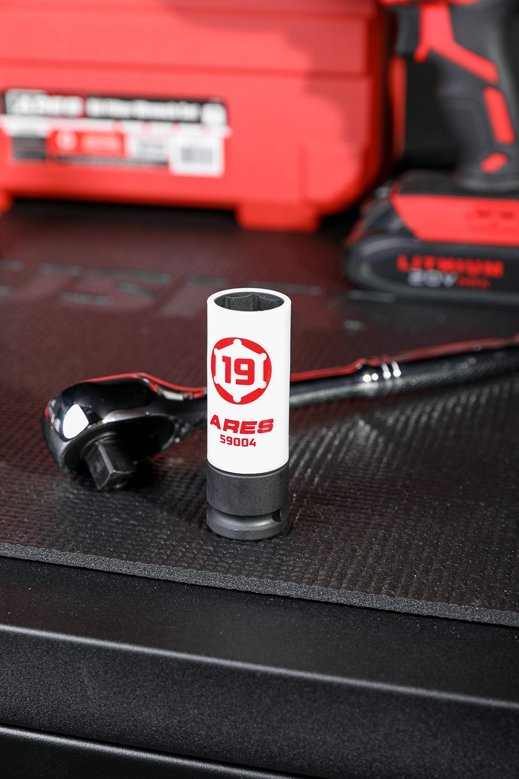 Ares 59004-19Mm 1/2-Inch Drive Non-Marring Impact Lug Nut Socket - Protective Sleeve Prevents Damage To Custom Rims & Lug Nuts -