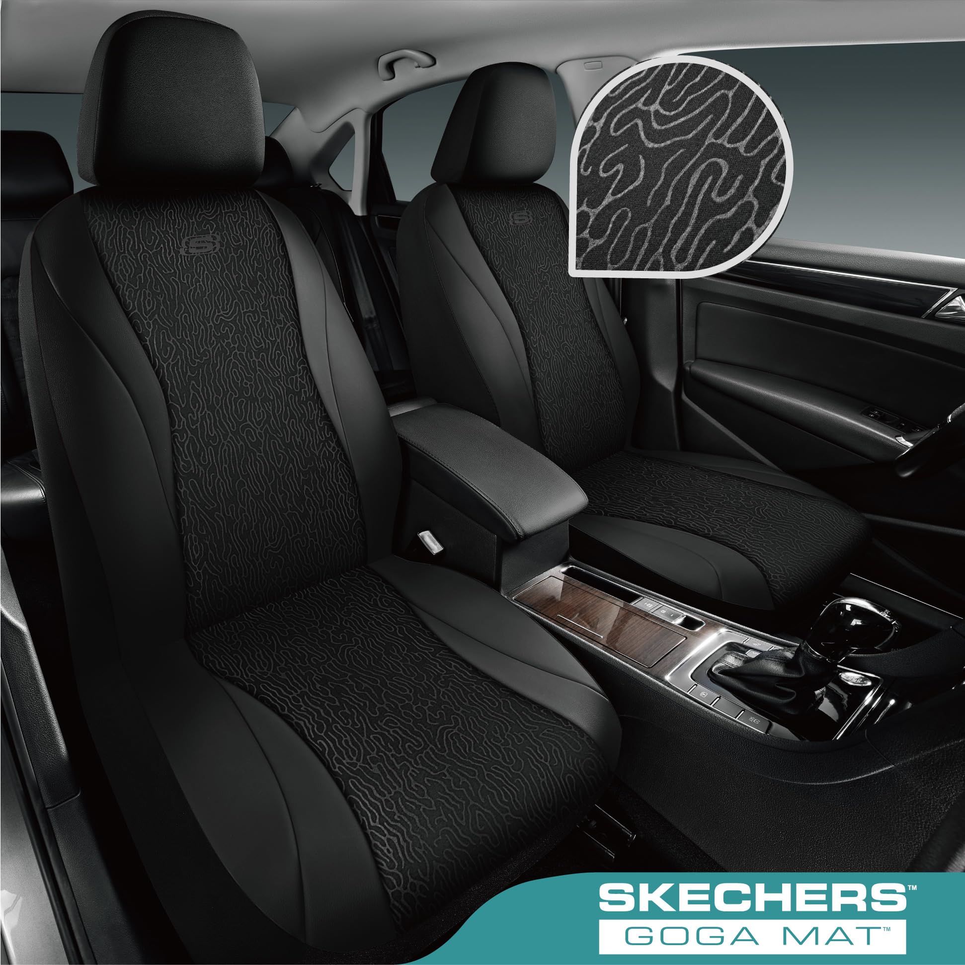 Skechers Car Seat Covers,Leather Seat Covers with GOGA Mat Technology,Waterproof Car Seat Covers Front Seats,Airbag Compatible,C