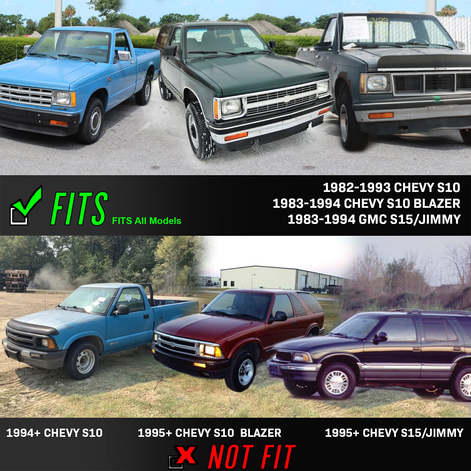 Usr 82-93 Chevy S10 Turn Signal Lights - Combo Clear Corner Sidemarkers + Bumper Lamps Set Compatible With 1982-1993 Chevrolet S