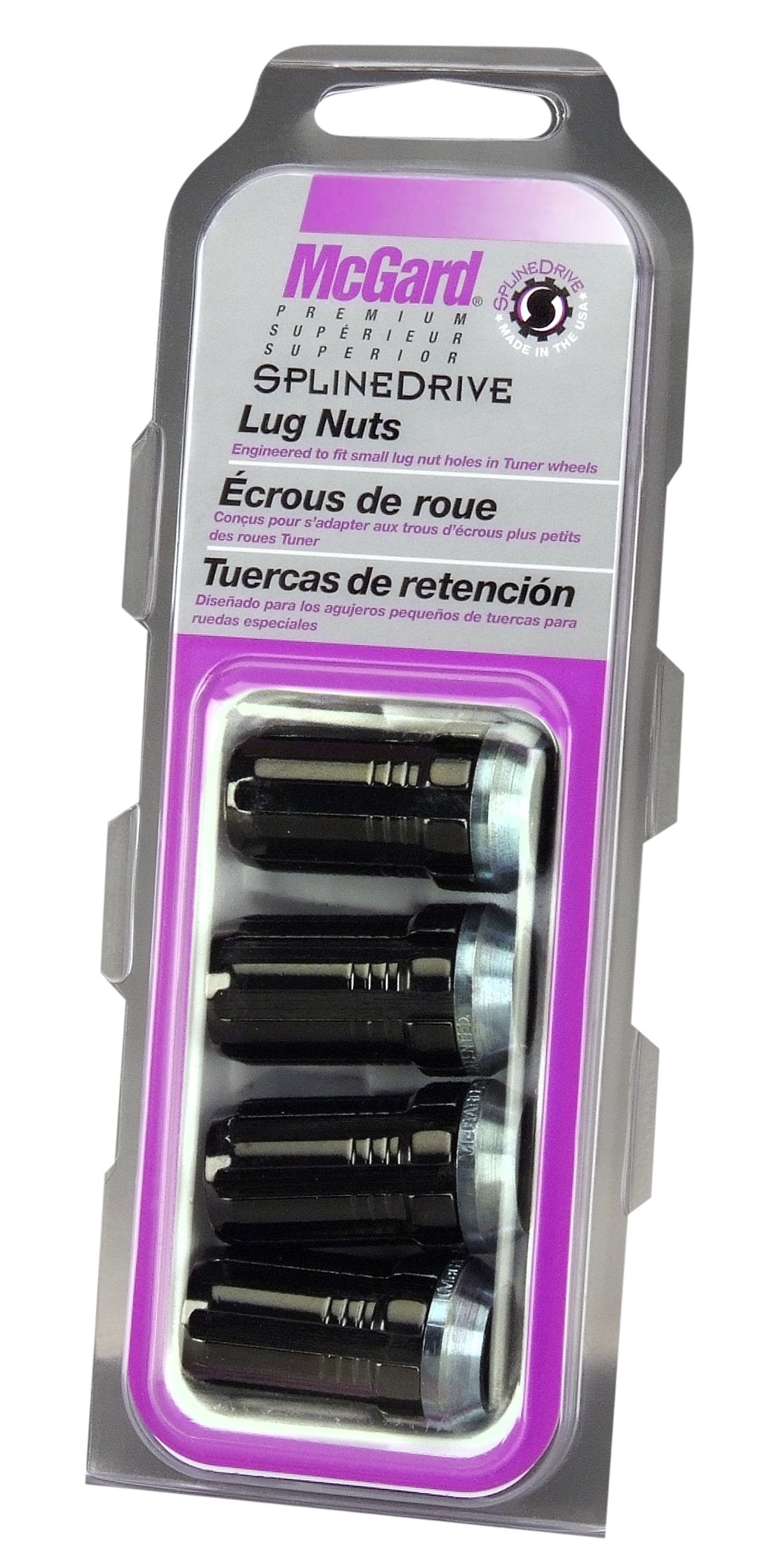 McGard 65340BK SplineDrive Black (1/2 - 20 Thread Size) Cone Seat Lug Nut, (Set of 4)