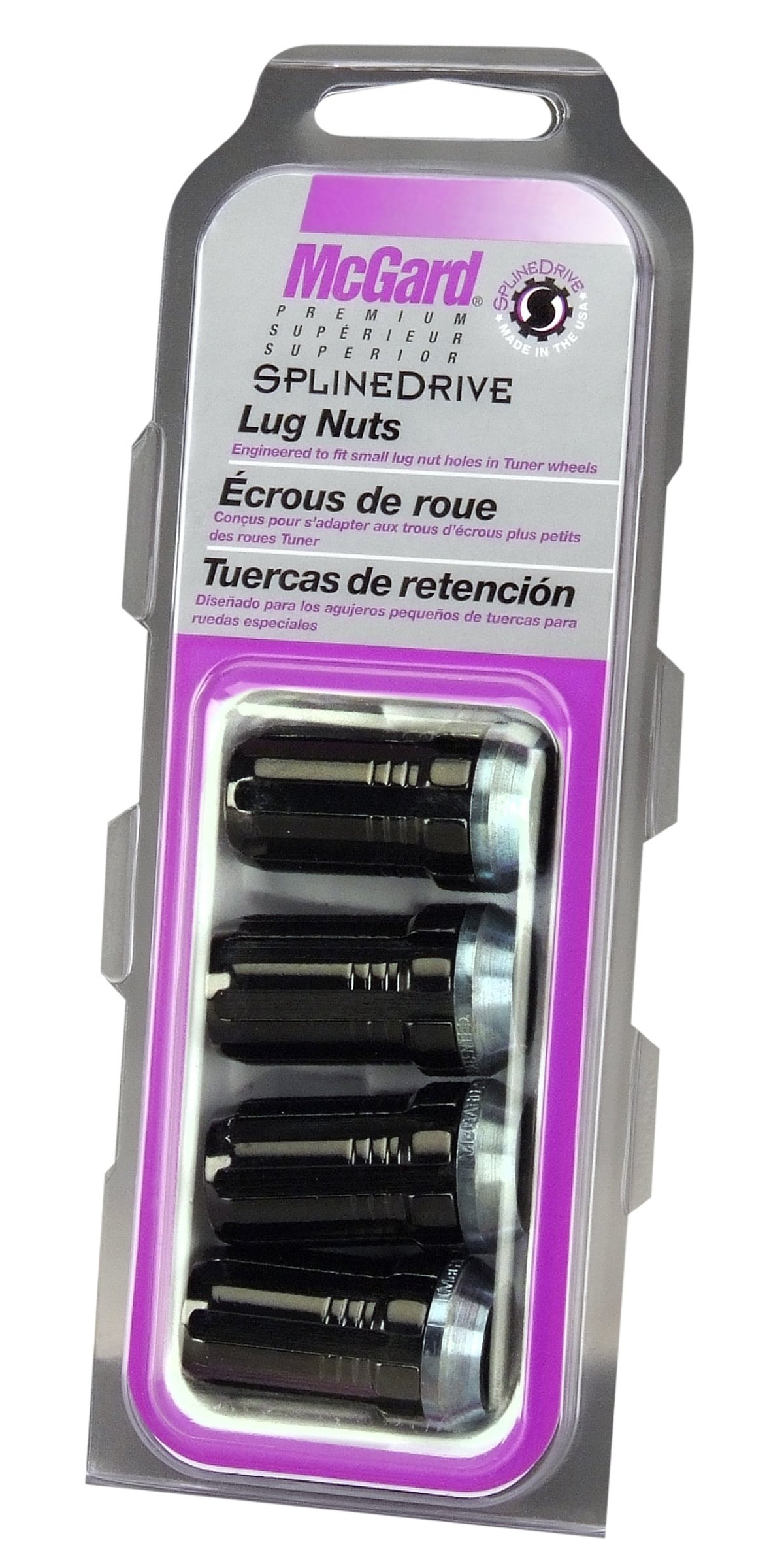 Mcgard 65340Bk Splinedrive Black (1/2'' - 20 Thread Size) Cone Seat Lug Nut, (Set Of 4)