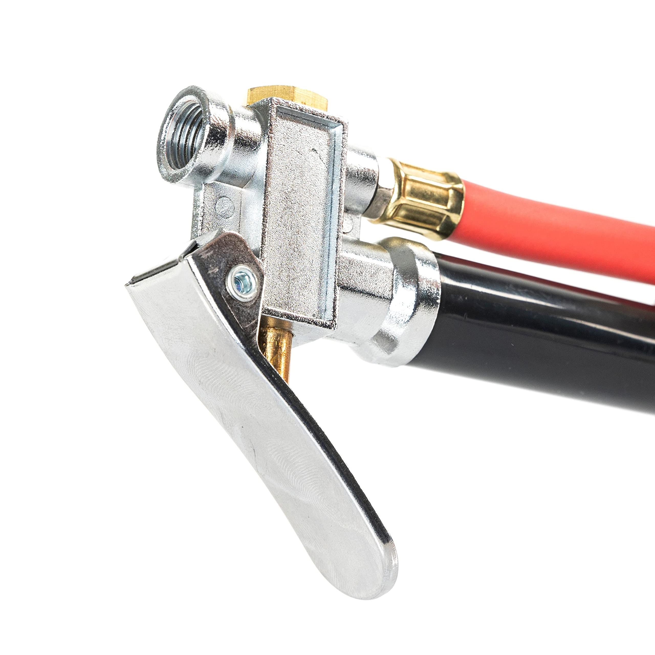 Neiko 20701A Tire Inflator | 12 Inch | Flexible Air Tire Pressure Gauge | 20 – 120 Psi | 1/4” Npt Offset Dual Head Chuck | Tire Filler With Hose | Aluminum Body And Brass Valves | Stem Valve Caps