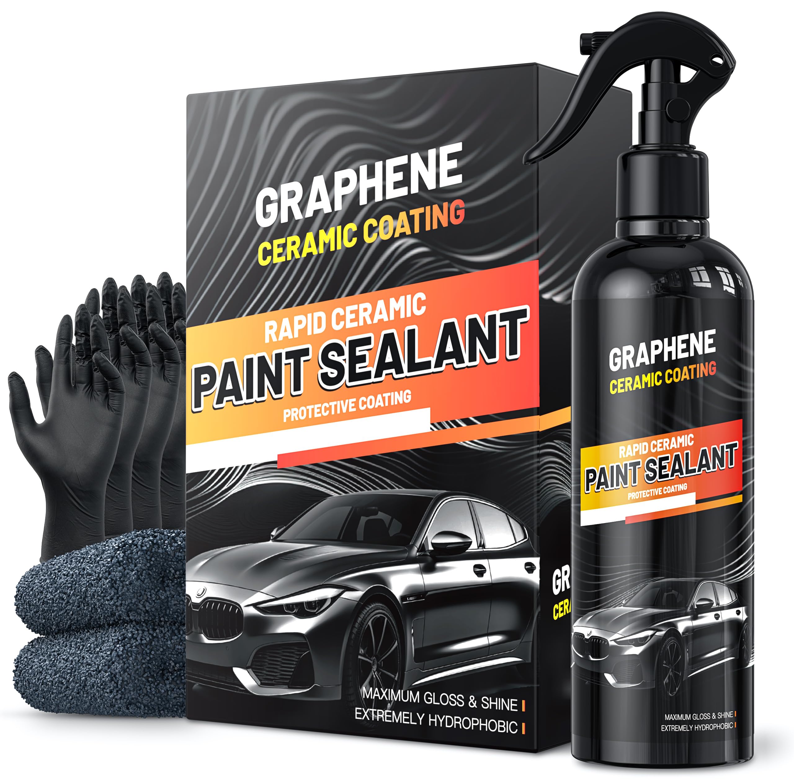 Graphene Ceramic Coating for Cars (17oz) - 12H Ceramic Spray Coating - 24+ Months of Long Lasting Protection - Ultra High Gloss 