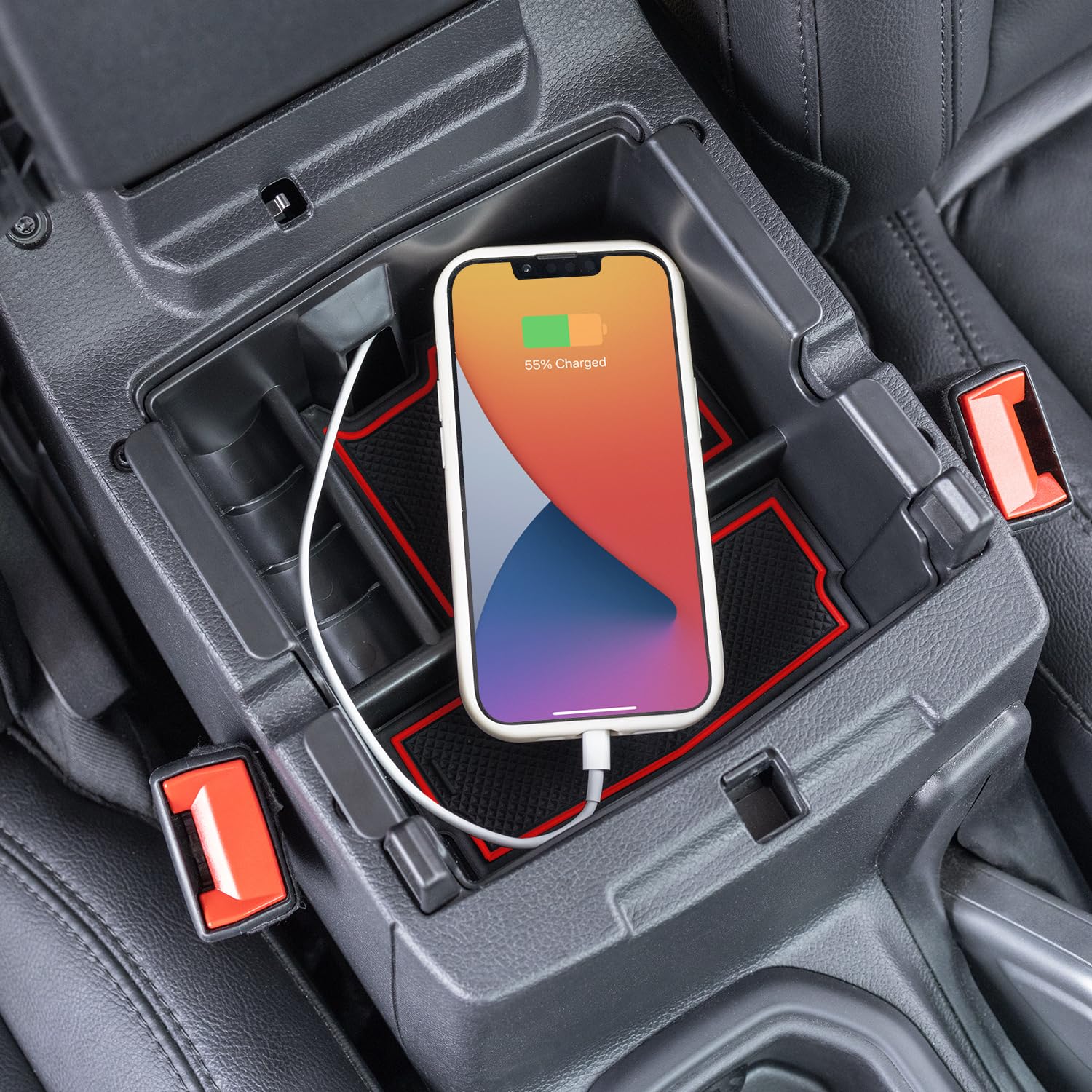 Pimcar Compatible With Jeep Wrangler Jl/Jlu 2018-2024 & Jeep Gladiator Jt 2020-2023 Center Console Organizer Armest Storage Tray (Not For Jk/Jku)-Red Trim