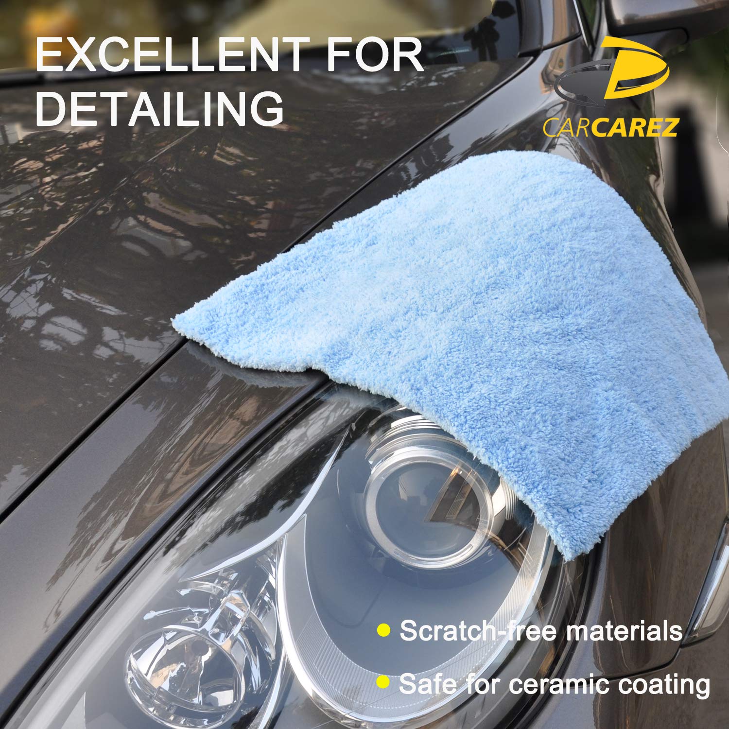 Carcarez Microfiber Towels For Cars, Car Drying Wash Detailing Buffing Polishing Towel With Plush Edgeless Microfiber Cloth, 450