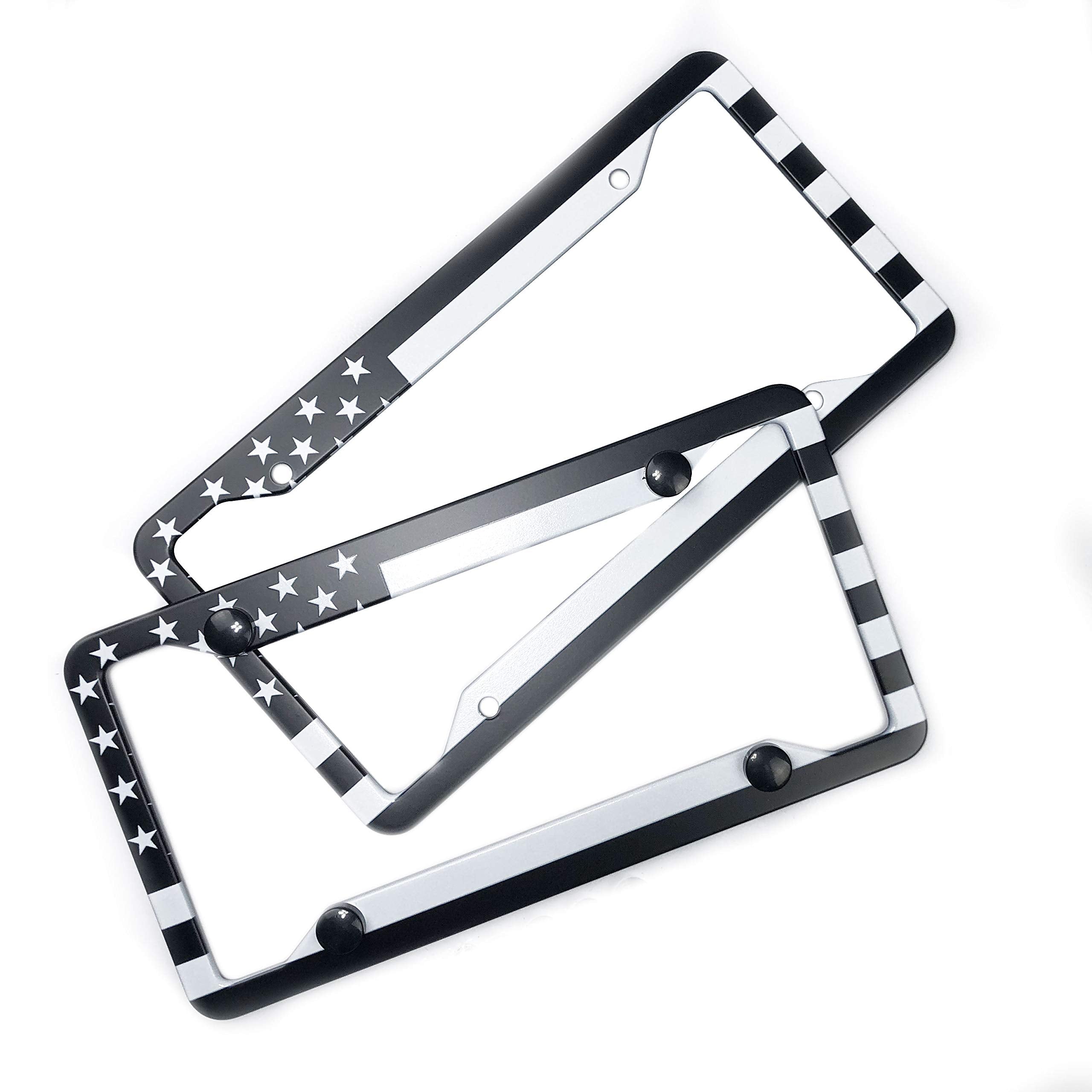 Exmeni Black American Flag License Plate Frame American Flag Car Tag Frame Us License Plate Holder United States Flag License Plate Cover 4 Holes And Screws