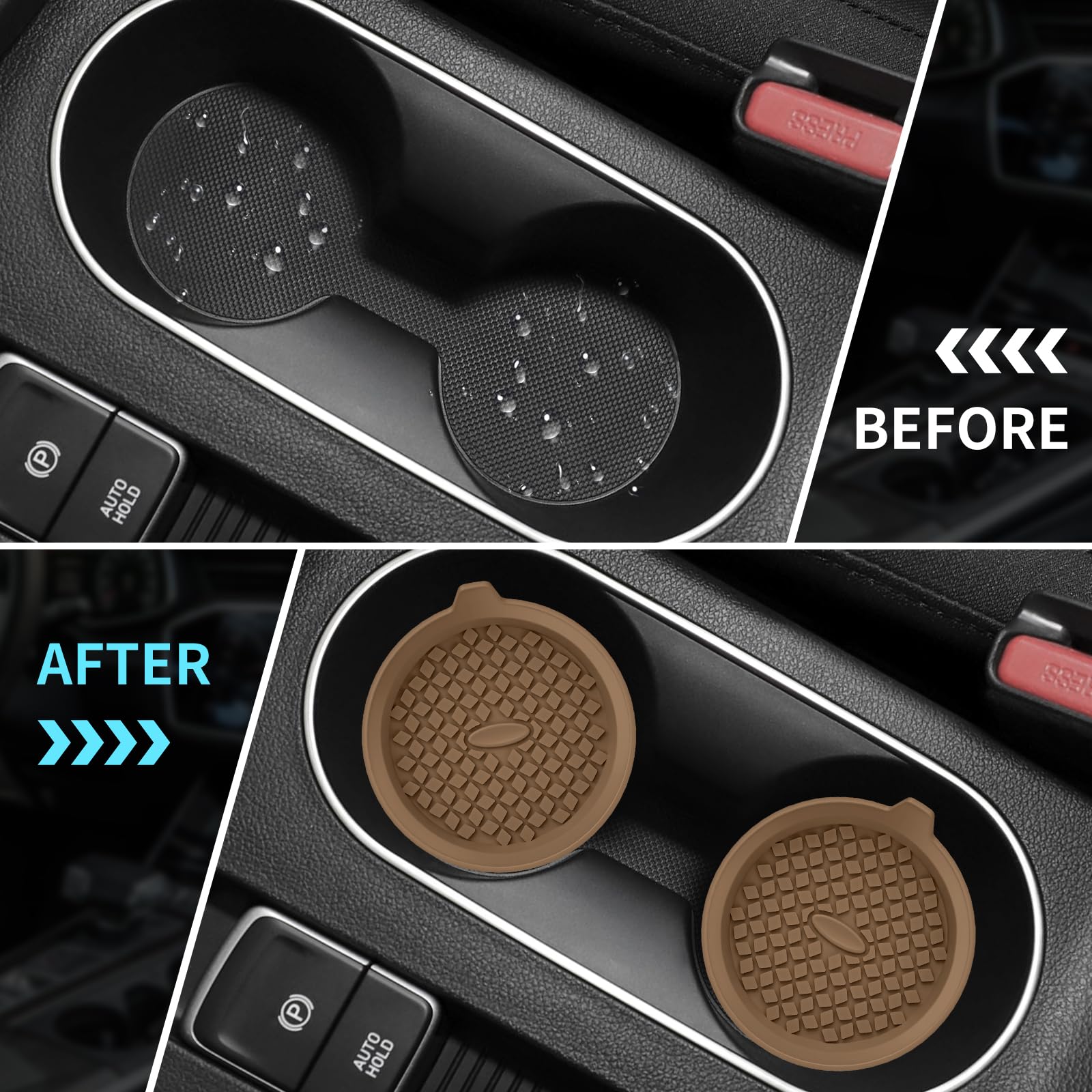 Me.Fan Car Cup Holder Coasters [4 Pack] Silicone Cups Mats, Automotive Universal Non-Slip Recessed Interior Accessories Coffee