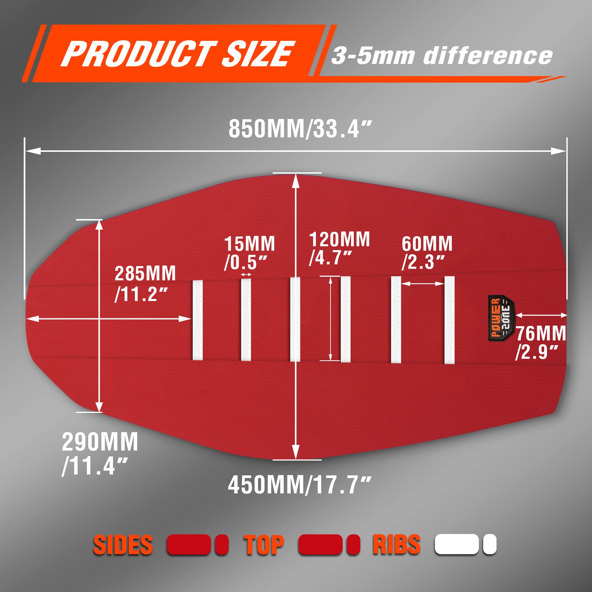 Fewfuss Dirt Bike Seat Cover - White Stripe Universial Seat Cover For Dirt Bike - Motorcycle Motorcross Enduro Seat Covers (Red)