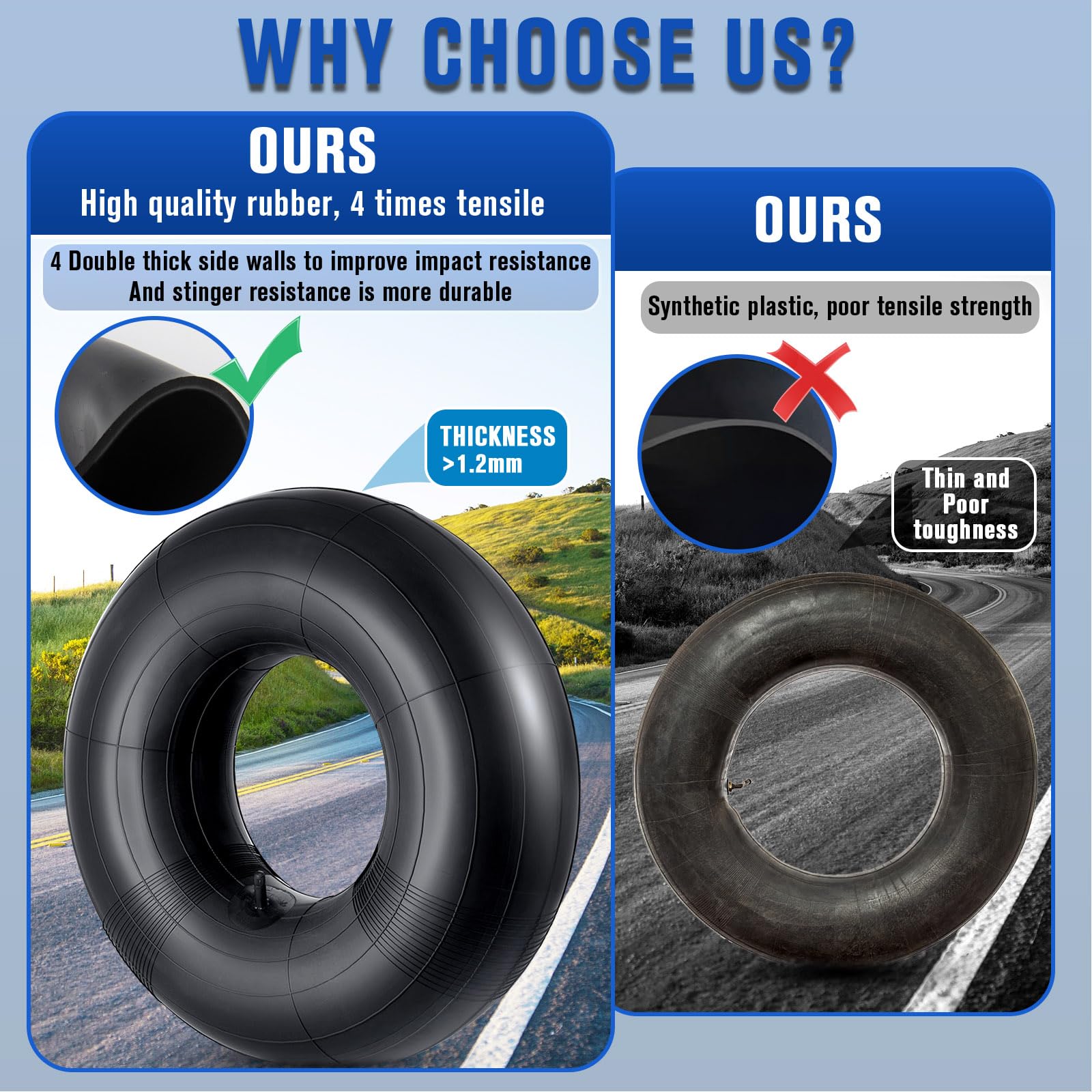 20X10-8,20X8-8,20X10.00-8,20X8.00-8 Premium Replacement Tire Inner Tubes(2 Packs),For Riding Mower Lawn Tractor Snow Blower Golf Cart Garden Trailer,With Tr13 Straight Valve Stem, By Nakao