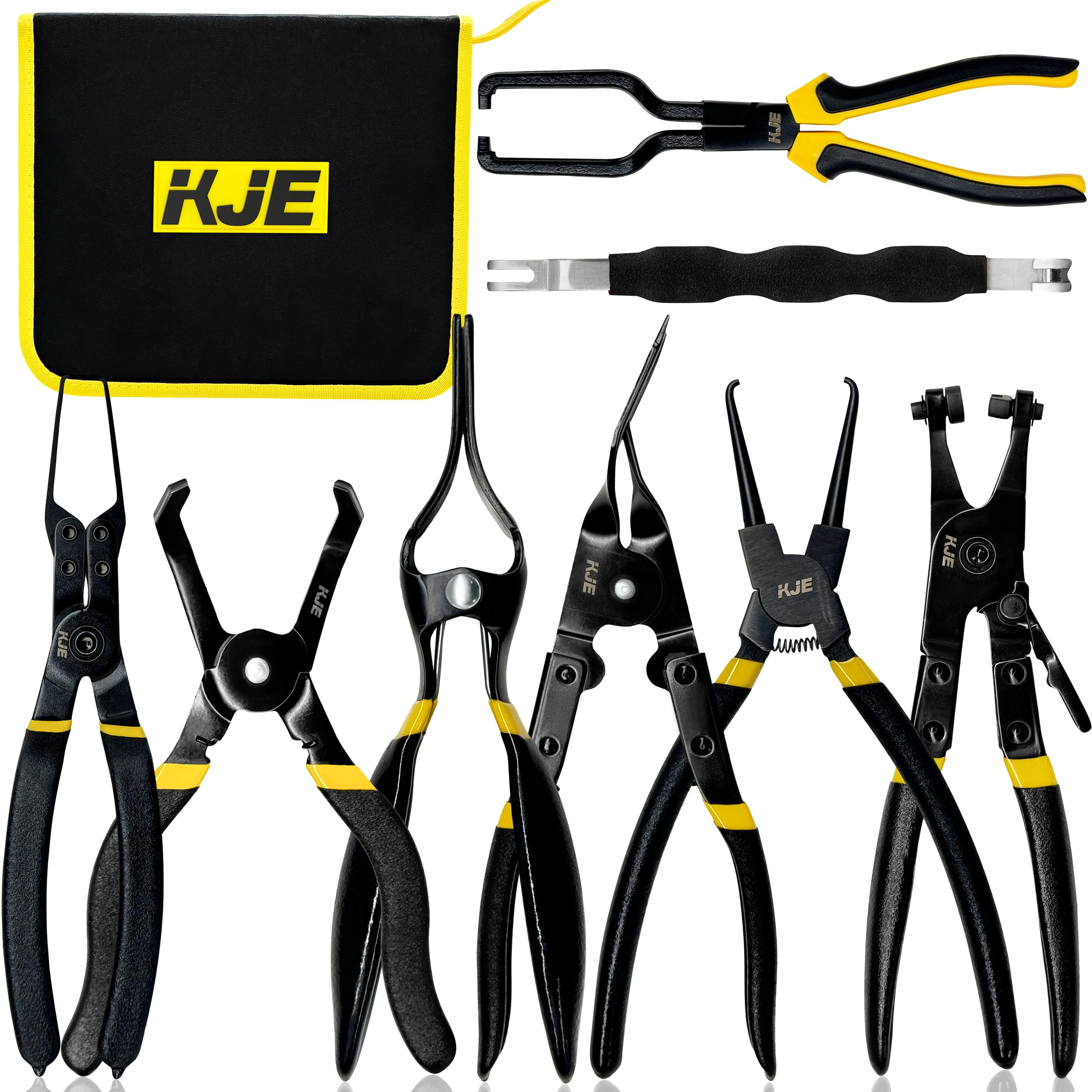 KJE 8PCS Fuel Line Pliers Set, Fuel Line Disconnect Tool Set with Fuel Filter Caliper, Hose Clamp Plier, Electrical Disconnect T