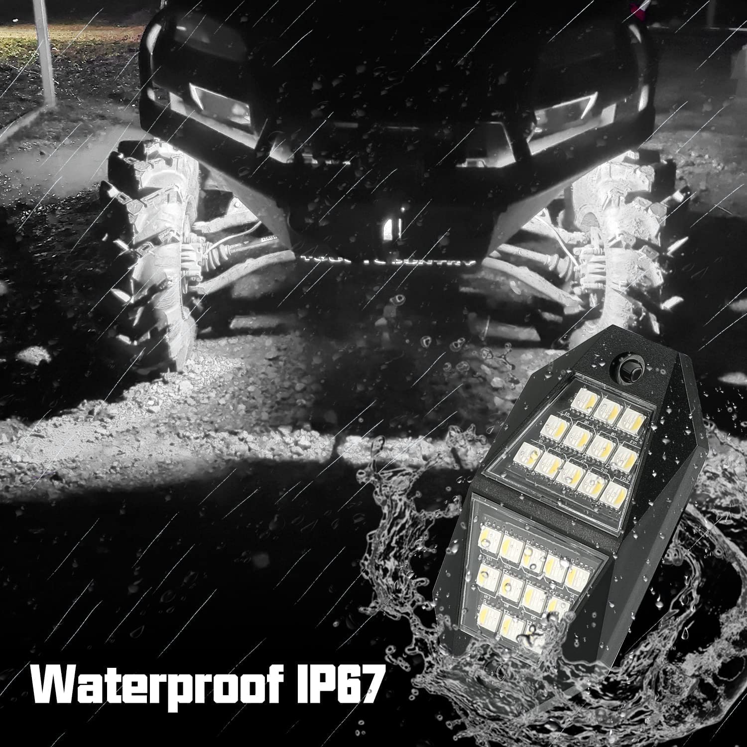 Winunite 12 Pods Quick Connect White Rock Lights, 24 Wide Angle Chips, 4M Extension Wires Each Light, 6000K Pure White, High Adh