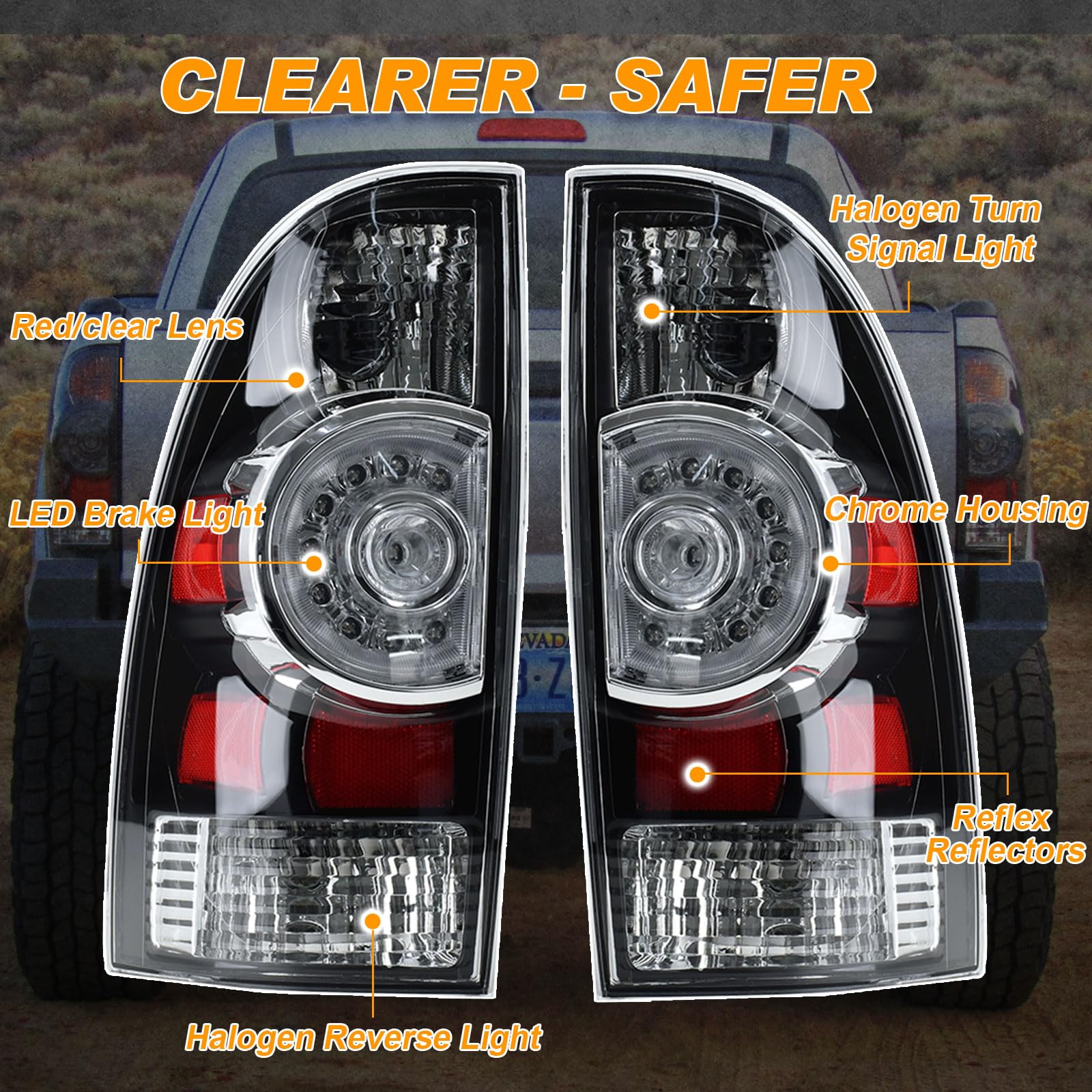 Nakuuly Tail Light Assembly Compatible With 2005-2015 Tacoma Pickup Driver And Passenger Side Led Taillights Brake Signal Assemb