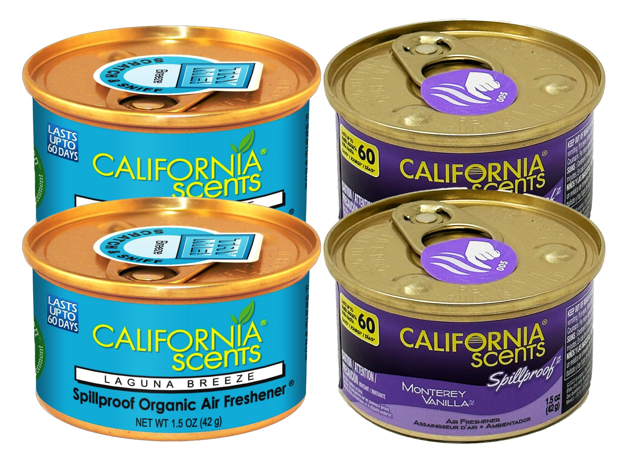 California Scents Air Freshener 4-Pack (Monterey Vanilla + Laguna Breeze)