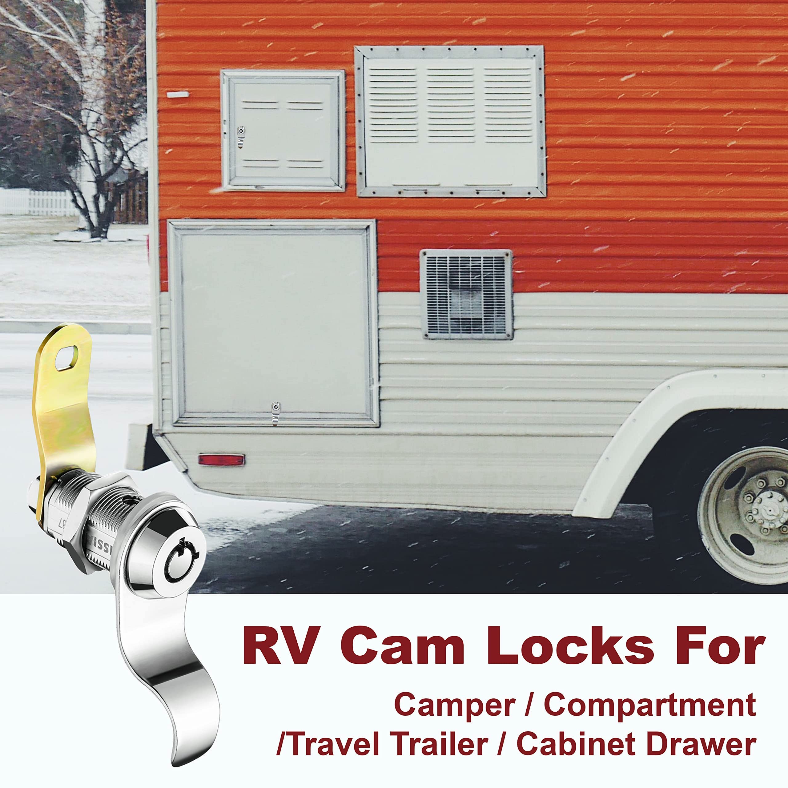 Naissian Rv Locks For Storage Door 7/8 Inch, Rv Compartment Locks Cam Locks For Camper Travel Trailer Cabinet With Keys 7/8', Pack Of 10 Locks With 6 Keyed Alike With Manual