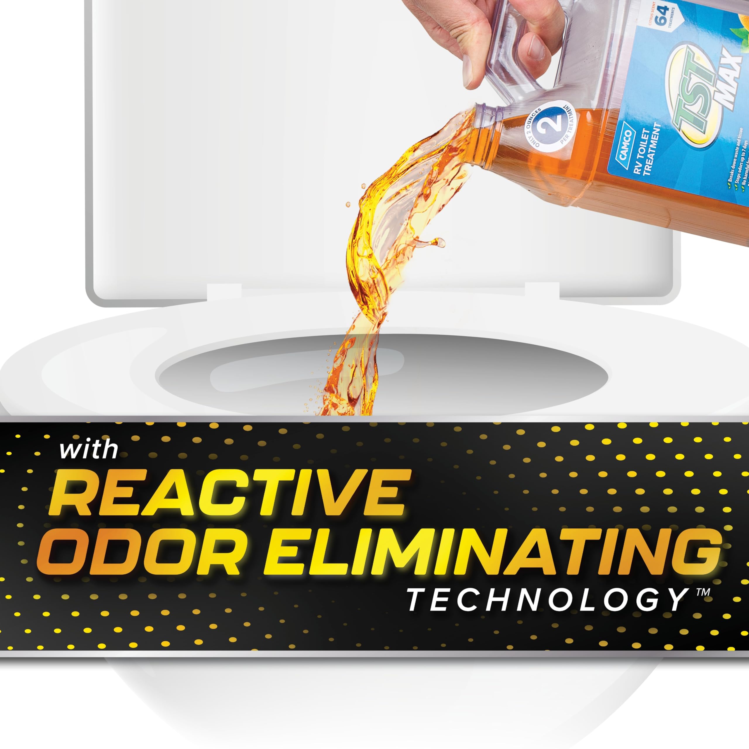 Camco Tst Max Rv Toilet Treatment | Features A Biodegradable Septic Safe Formula, Comes In An Orange Citrus Scent, And Is Ideal