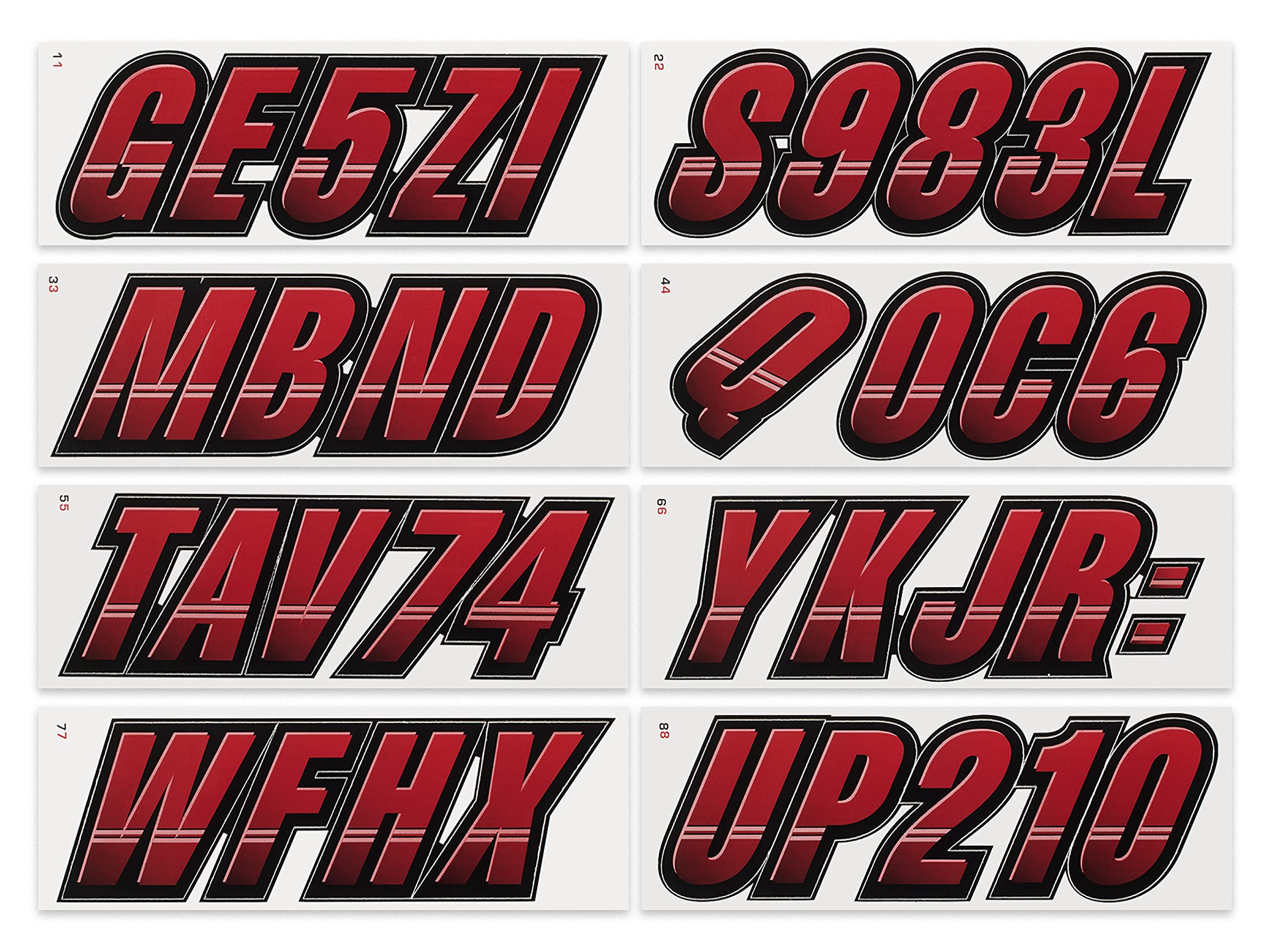 Stiffie Techtron Burgundy/Black 3 '' Boat & Pwc Registration Decals  Numbers Letters Stickers