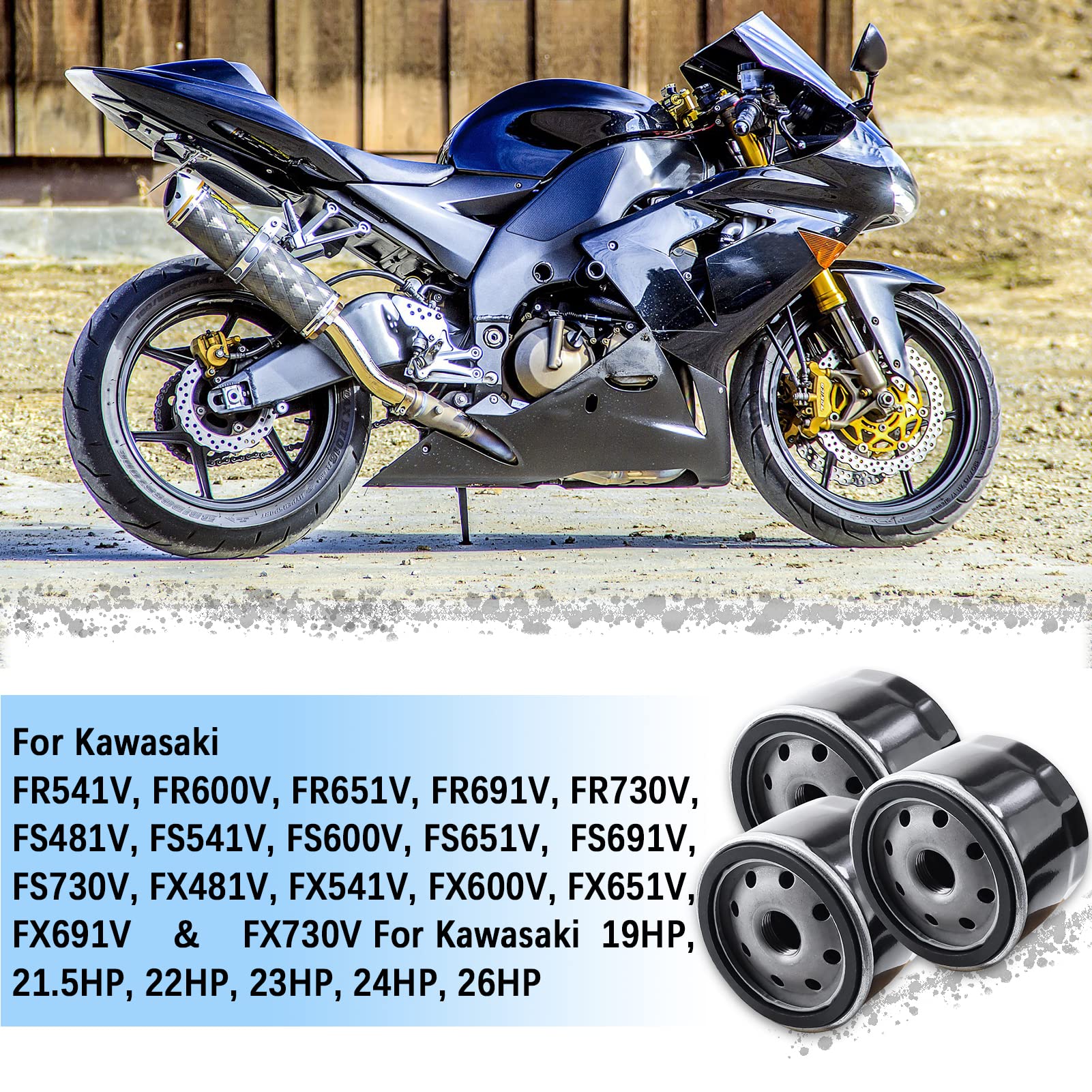 Yerbay 49065-7007 49065-0721 Oil Filter for Kawasaki FR691V FR651V FX600V FR730V FR541V FR600V FX600V FS730 FX600v FS451V FS481V