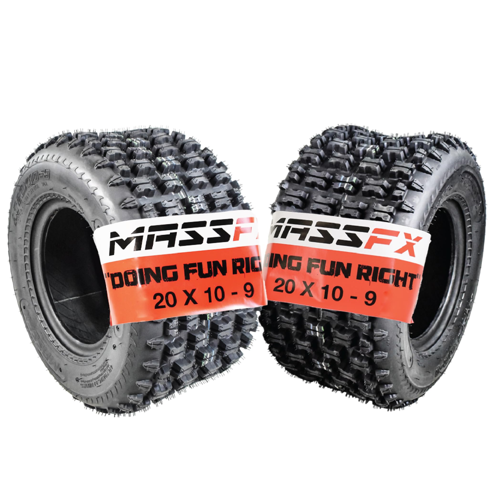 MASSFX 20x10-9 Rear Tire for All-Terrain (ATV), Utility-Task (UTV), and Side-by-Side (SxS) Vehicles - 4-Ply with 15mm Tread Dept