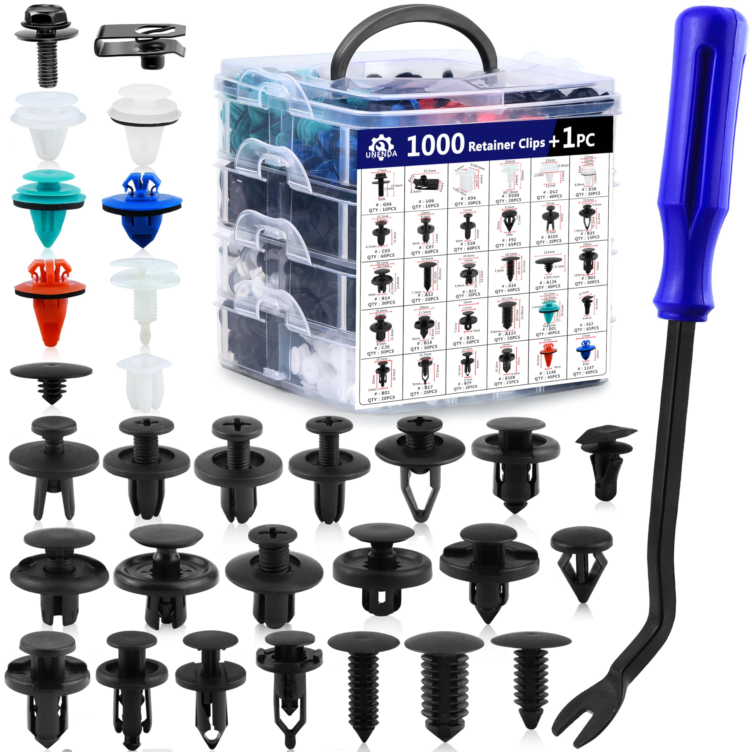 Car Push Retainer Clips 30 Most Popular Sizes Fasteners 1001 Pcs Automotive Plastic Clips Auto Push Pin Rivets Set With Blue Fastener Remover For Ford Gm Toyota Honda Chrysler Bmw Benz Nissan Subaru