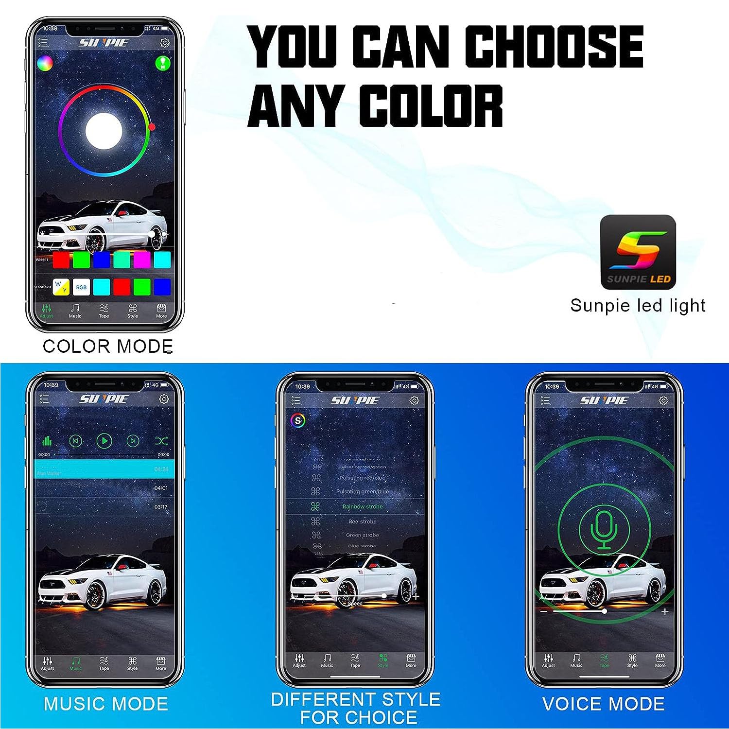 Sunpie 16 Pods Upgraded 210 Degrees Wide Angle Rgbw Rock Lights App/Control Voice Mode Music Mode Automatic Control Neon Light K