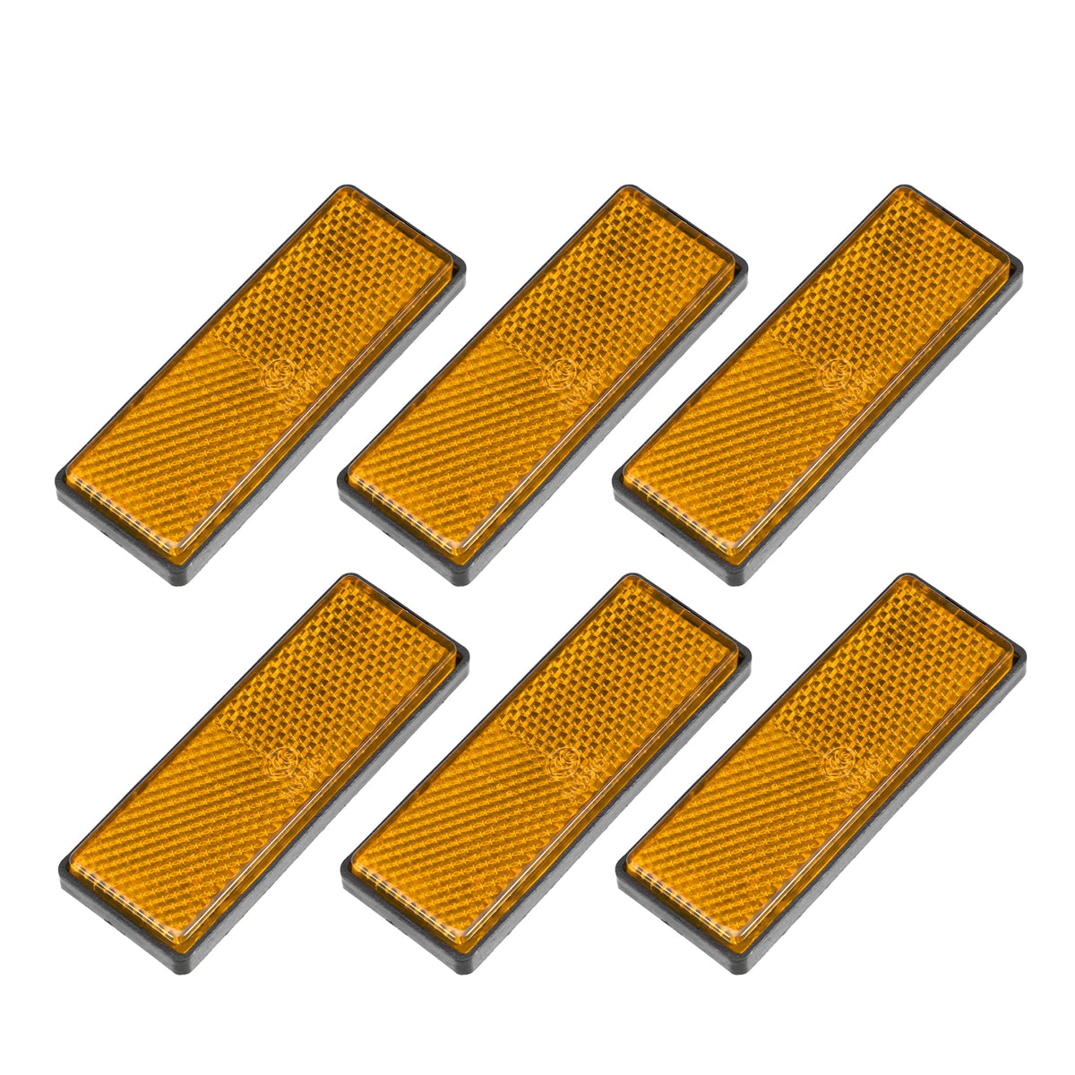 X Autohaux 6 Pcs Rectangular Stick-On Safety Spoke Reflective Self Adhesive Reflector For Gate Posts Cars Trailer Motorcycle Trucks Boat Bicycle Bike Orange