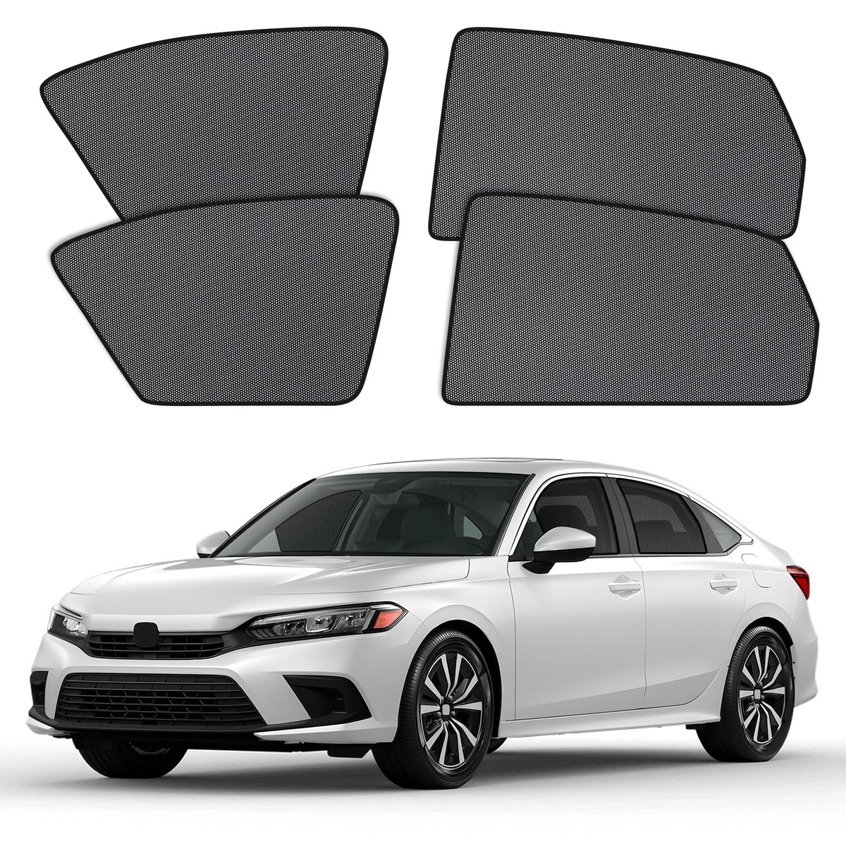 XCBYT 4 Pack 2021-2024 Honda Civic Window Shades with Breathable Mesh Window Covers 99% Sun UV Blackout Keeps Cool Privacy Curta