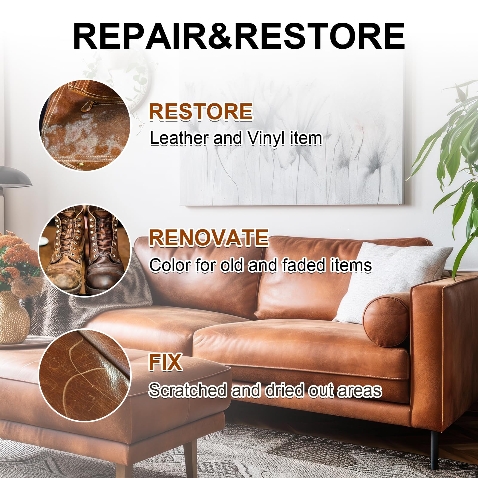 SHABEIBEI Leather Cleaner and Conditioner Kit for Car Seats and Interiors Seats, Boots, Bags Works on Natural, Synthetic, Pleath