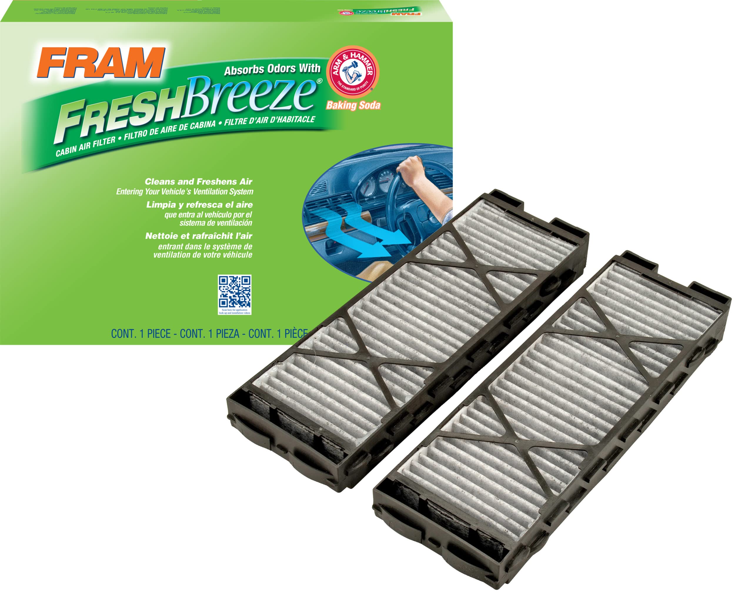 Fram Fresh Breeze Cabin Air Filter With Arm & Hammer Baking Soda, Cf10554 For Select Nissan Vehicles , White