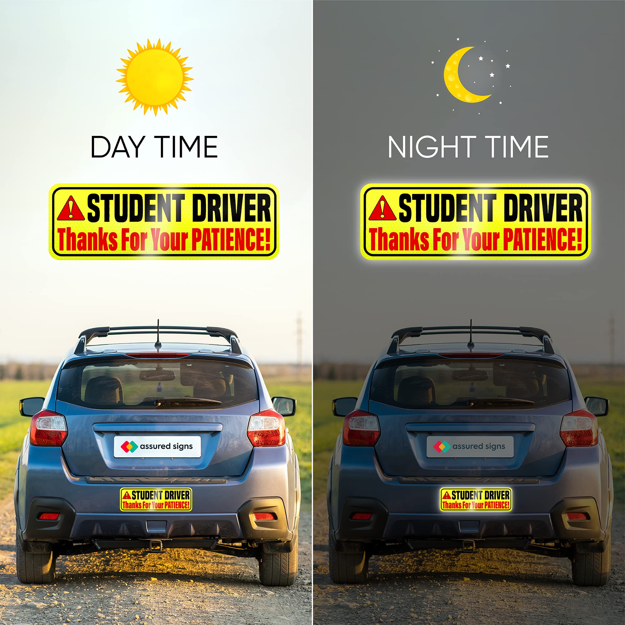 Student Driver Magnet For Car - Extra Strong Hold - 9.72'' By 3.24'' - 3 Pack - Essential Magnetic New Driver Sticker Signs - Re