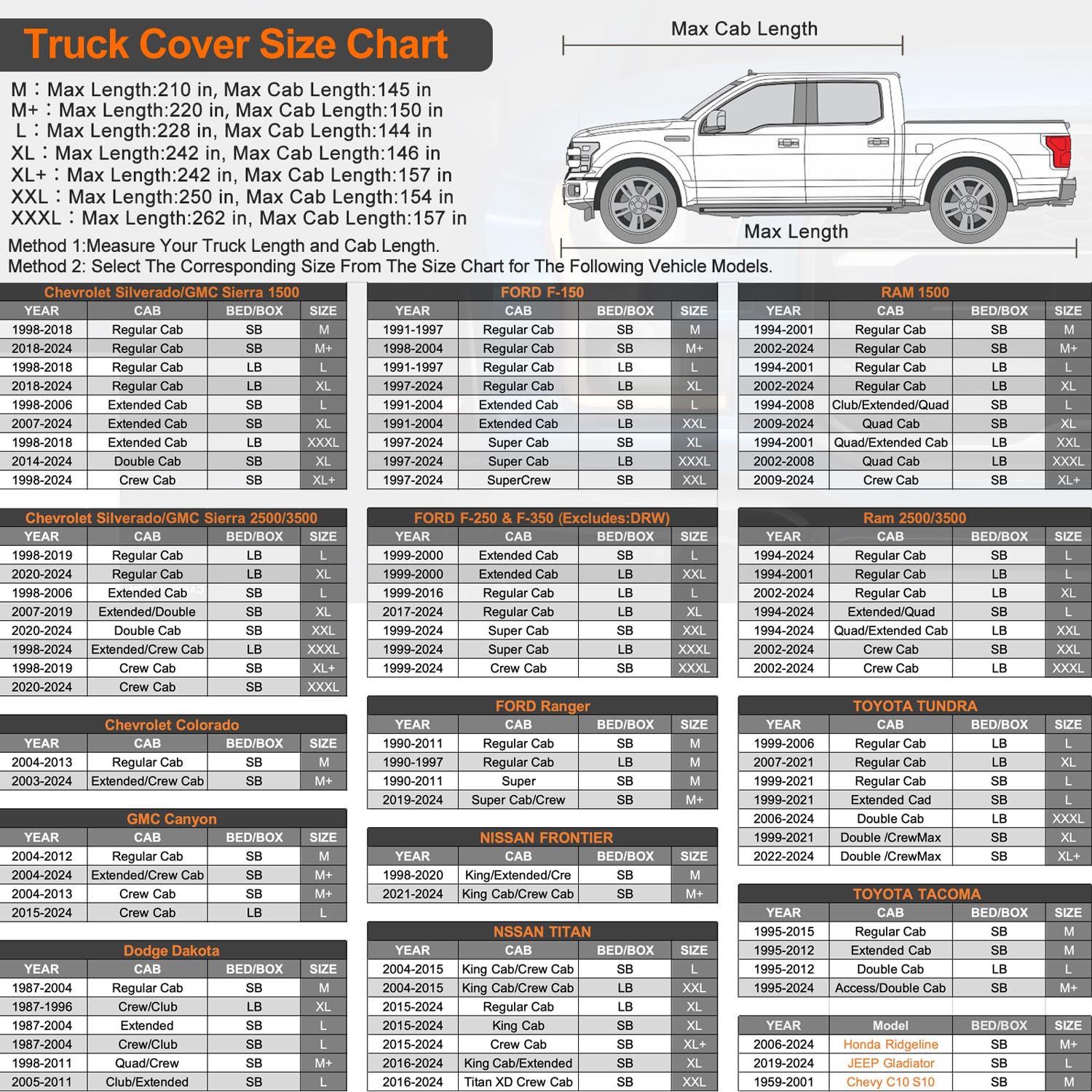 Kayme 6 Layers Truck Cover Waterproof All Weather, Sun Uv Rain Protection Heavy Duty Outdoor Pickup Cover, Universal Fit (Length