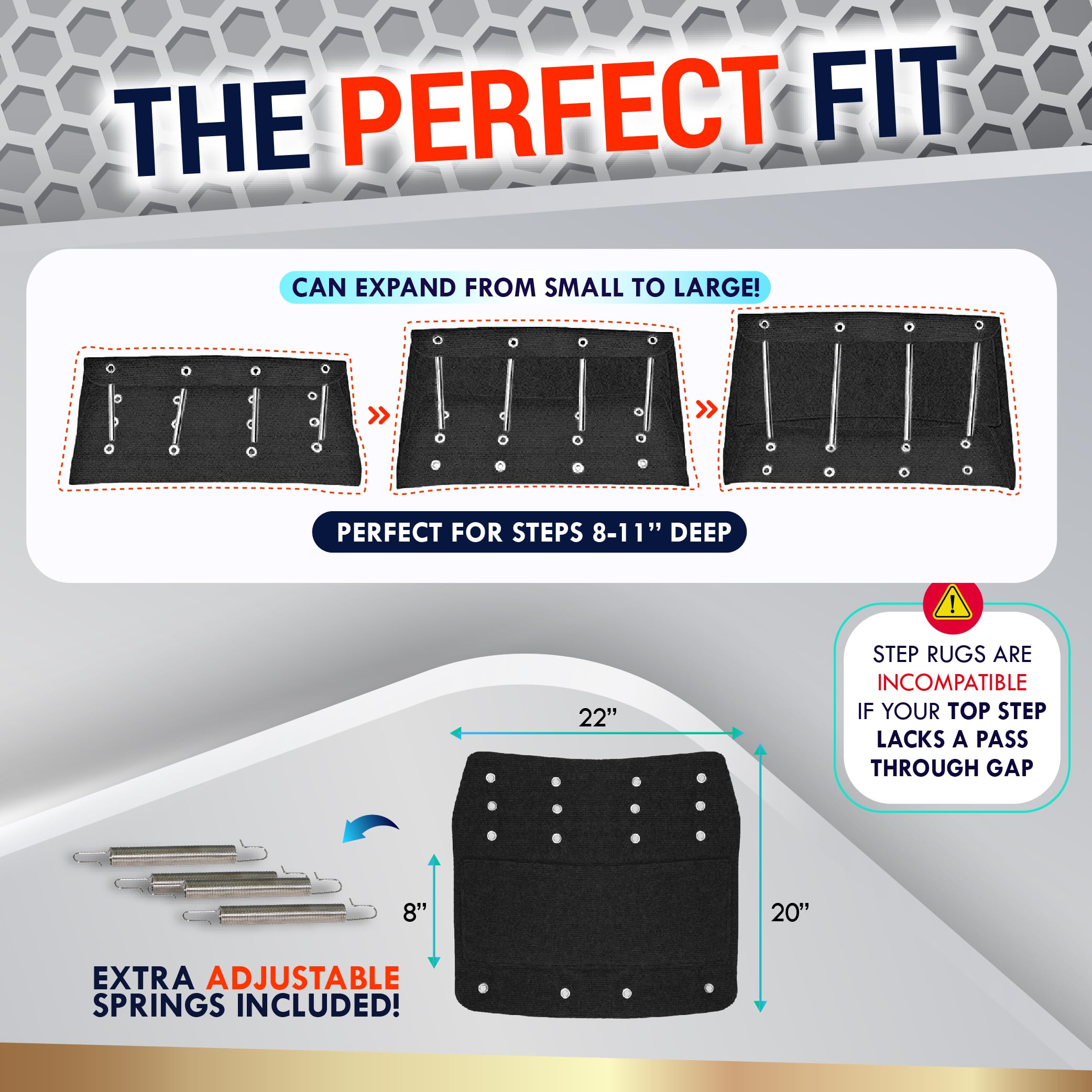 Latch.It Rv Step Covers 4 Pack | 22'' Wide Camper Step Carpet Covers | Radius Rv Step Covers | Radius Wraps Fit 8-11'' Deep Rv S