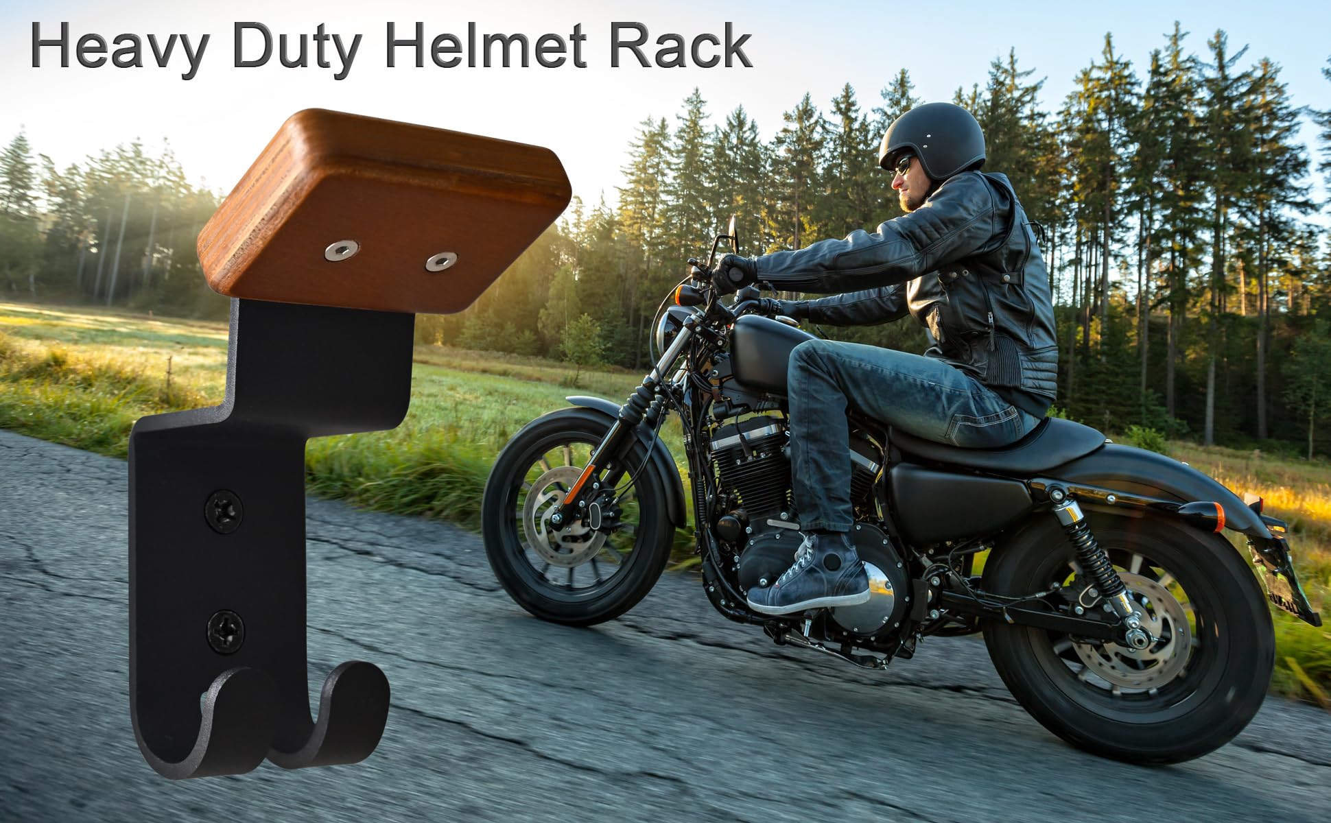 Motorcycle Helmet Rack, Heavy Duty Helmet Holder on Wall for Motorcycles Keys Gloves (2)