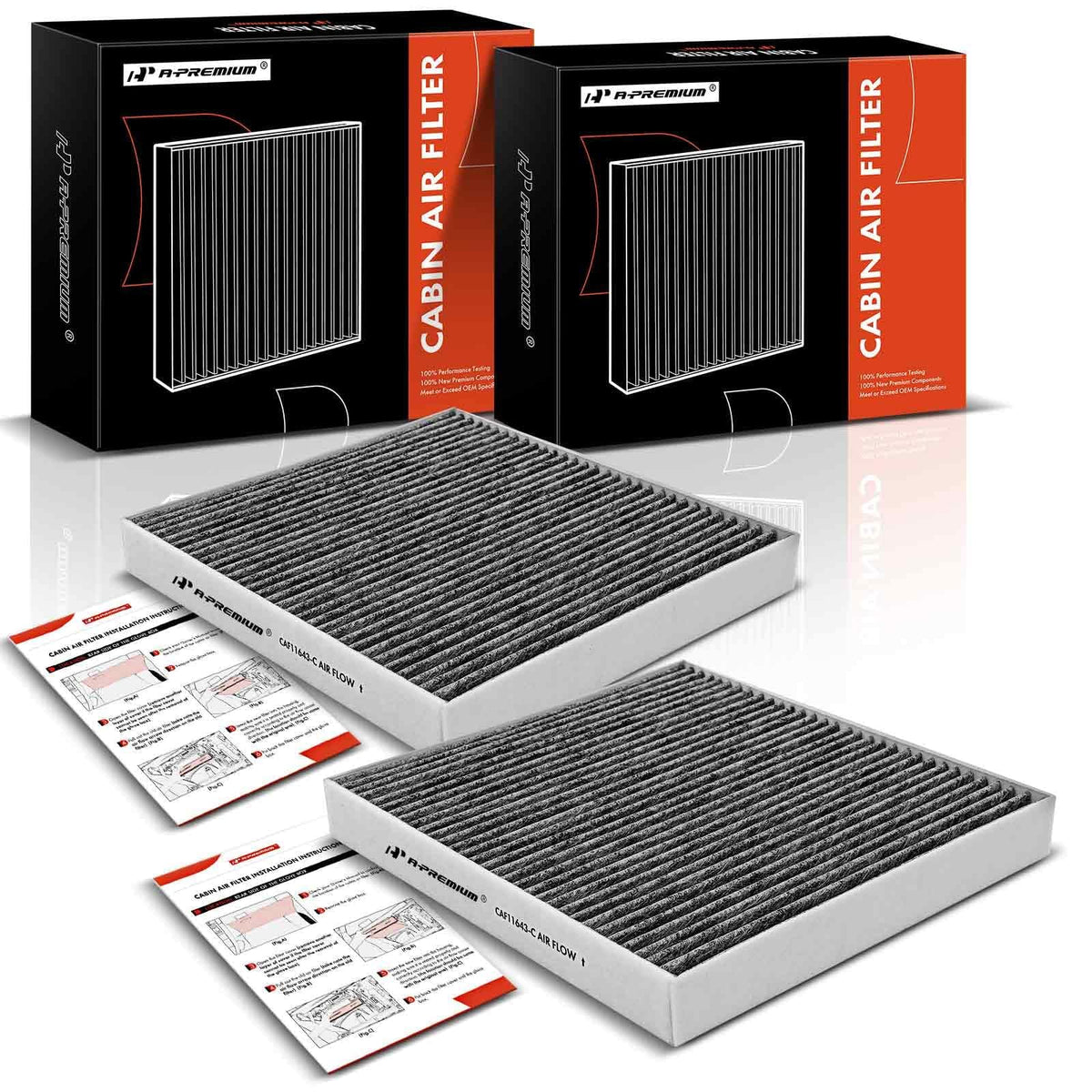 A-Premium 2-Pc Cabin Air Filte With Activated Carbon - Compatible With Audi & Volkswagen Models - A3, A3 Quattro, Q3, S3, Tt Qua