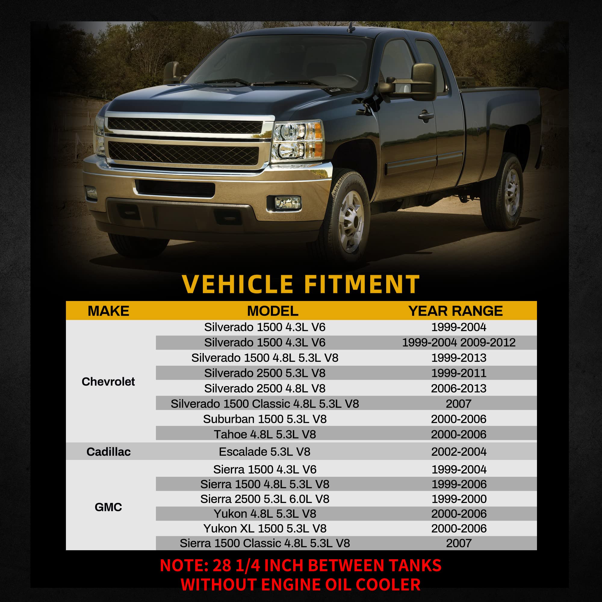 Dwvo Radiator Compatible With 28'' Core Radiator Compatible With 1999-2013 Chevy Silverado 1999-2007 Sierra Tahoe Yukon 2000-200