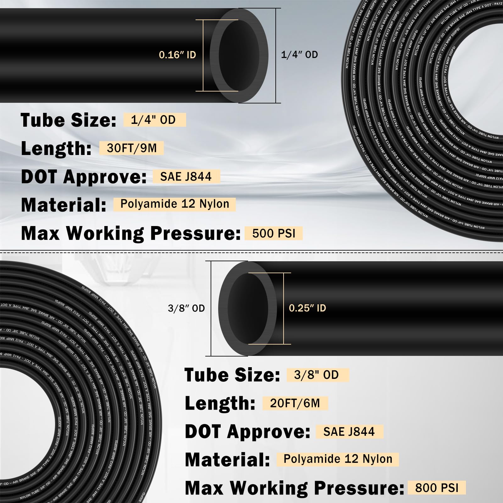 Cheemuii 23 Pcs Brass Dot Air Line Fittings With 30Ft 1/4 '' And 20Ft 3/8 '' Dot Air Line Kit Push Lock Quick Connect Fittings W