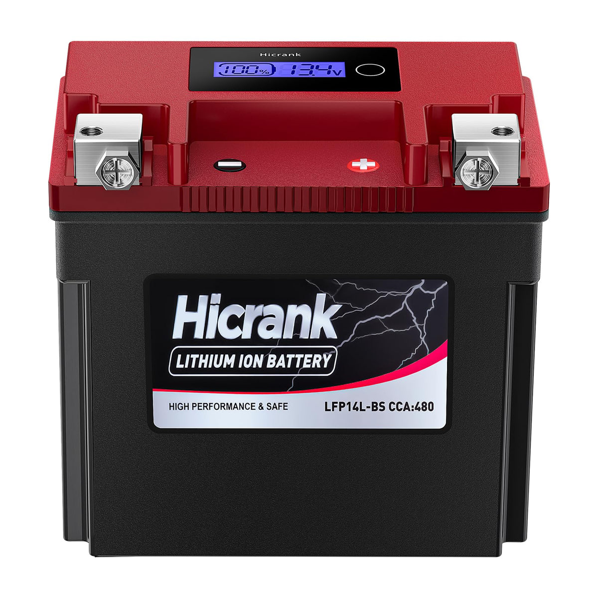 Hicrank YTX14L-BS (GYZ16HL) Lithium 12V 8Ah 480CCA LiFePO4 Motorcycle Battery, Powersports Battery for Honda KTM Yamaha Harely, 
