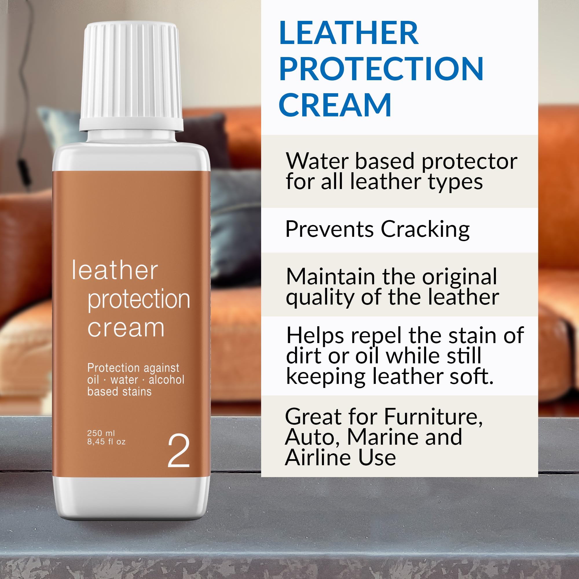 Leather Master Leather Care Kit - 250 ML Cleaner & Conditioner for Car Seats, Furniture, Purses & Jackets - Includes Sponge & Wipes