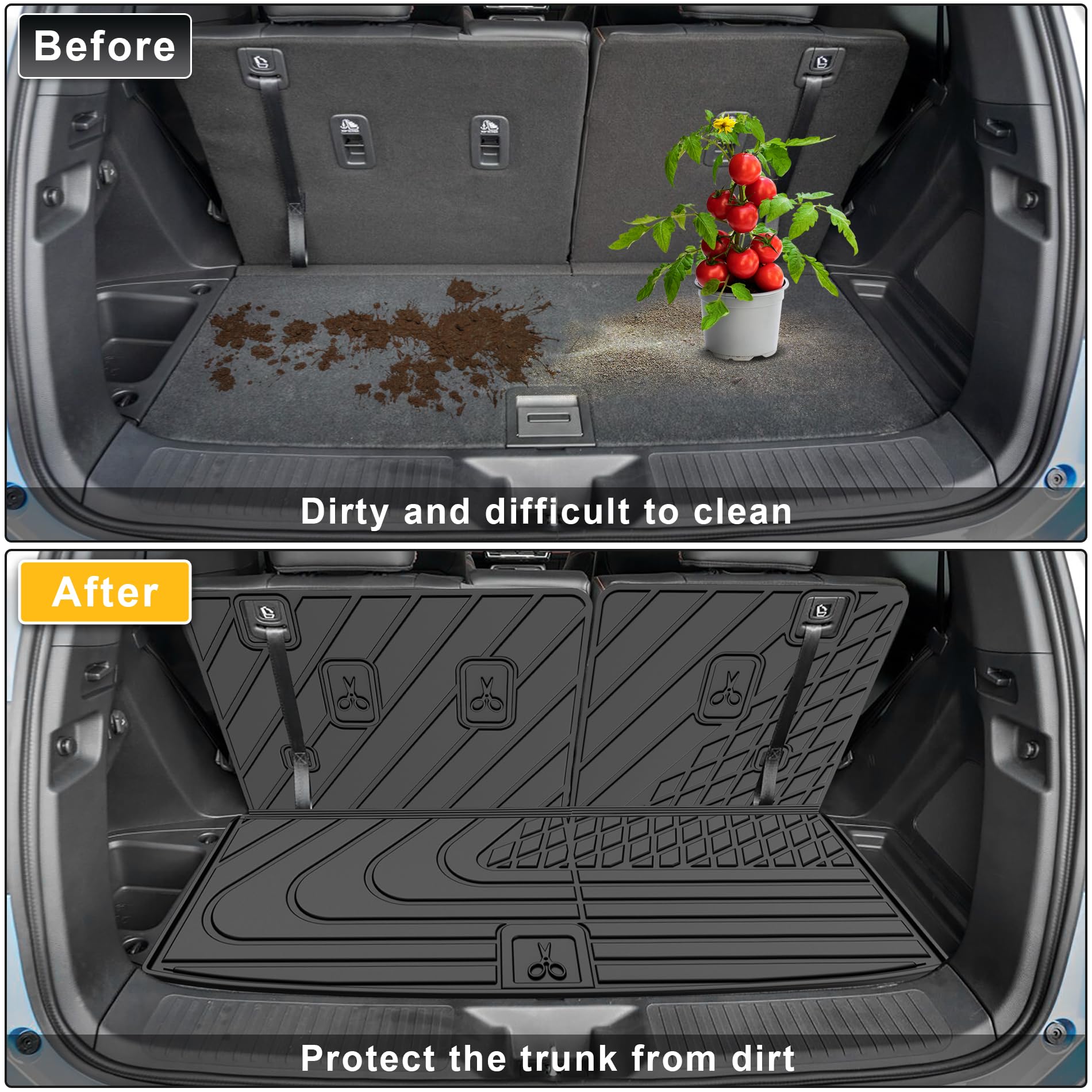 2025 Pilot Floor Mats & Cargo Liner & Backrest Mat Fit for Honda Pilot 2023 2024 2025: All Weather Protection Floor Liner with B