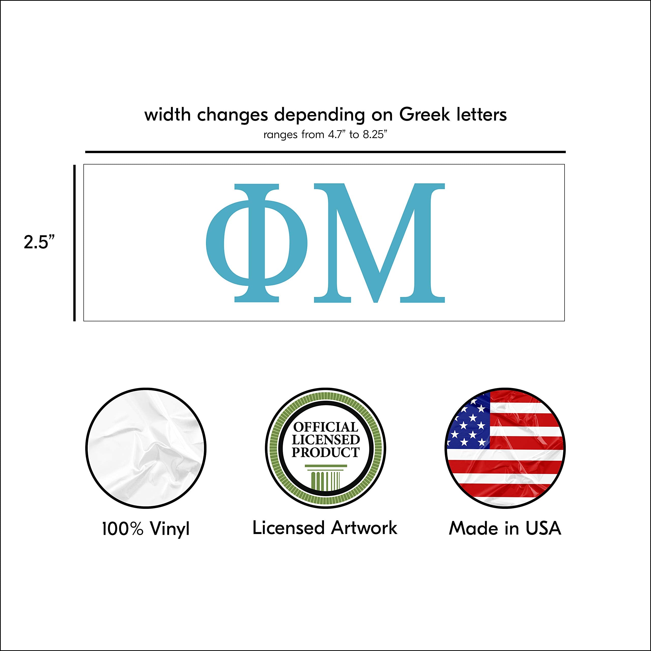 Pro-Graphx Phi Mu Greek Sorority Sticker Decal, 2.5 Inches Tall, Sky Blue