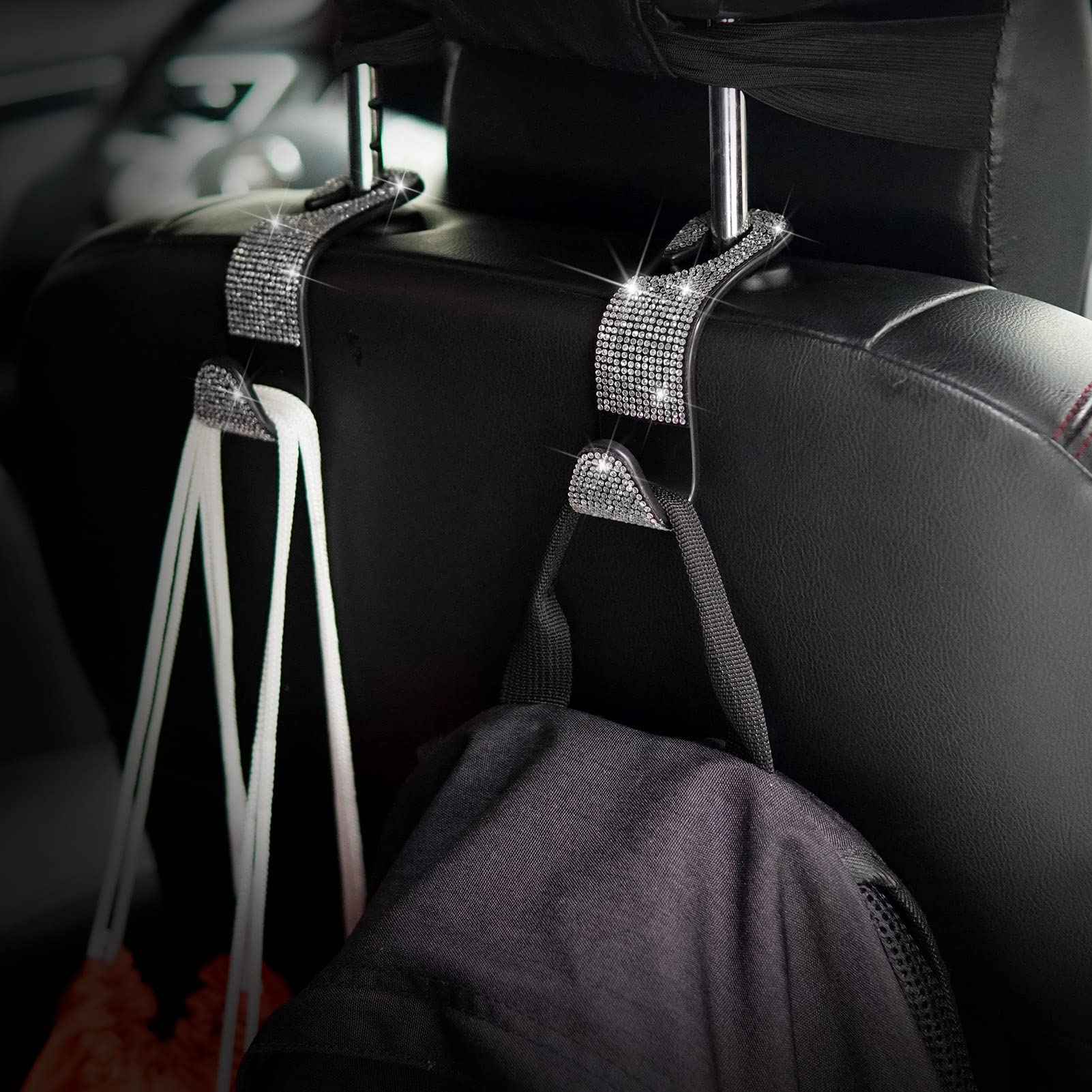 Car Purse Hook Bling Car Headrest Hook For Women Girls, 4 Packs Auto Back Seat Hangers Rear Headrest Hook For Purse, Bag, Handba