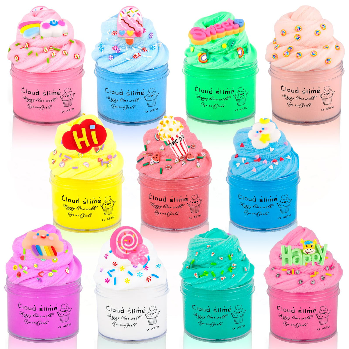 11 Pack Cloud Slime Kit For Kids Party Favors, Scented Diy Snow Slime Supplies For Girls Boys, Stress Relief Toys For Kids Stock