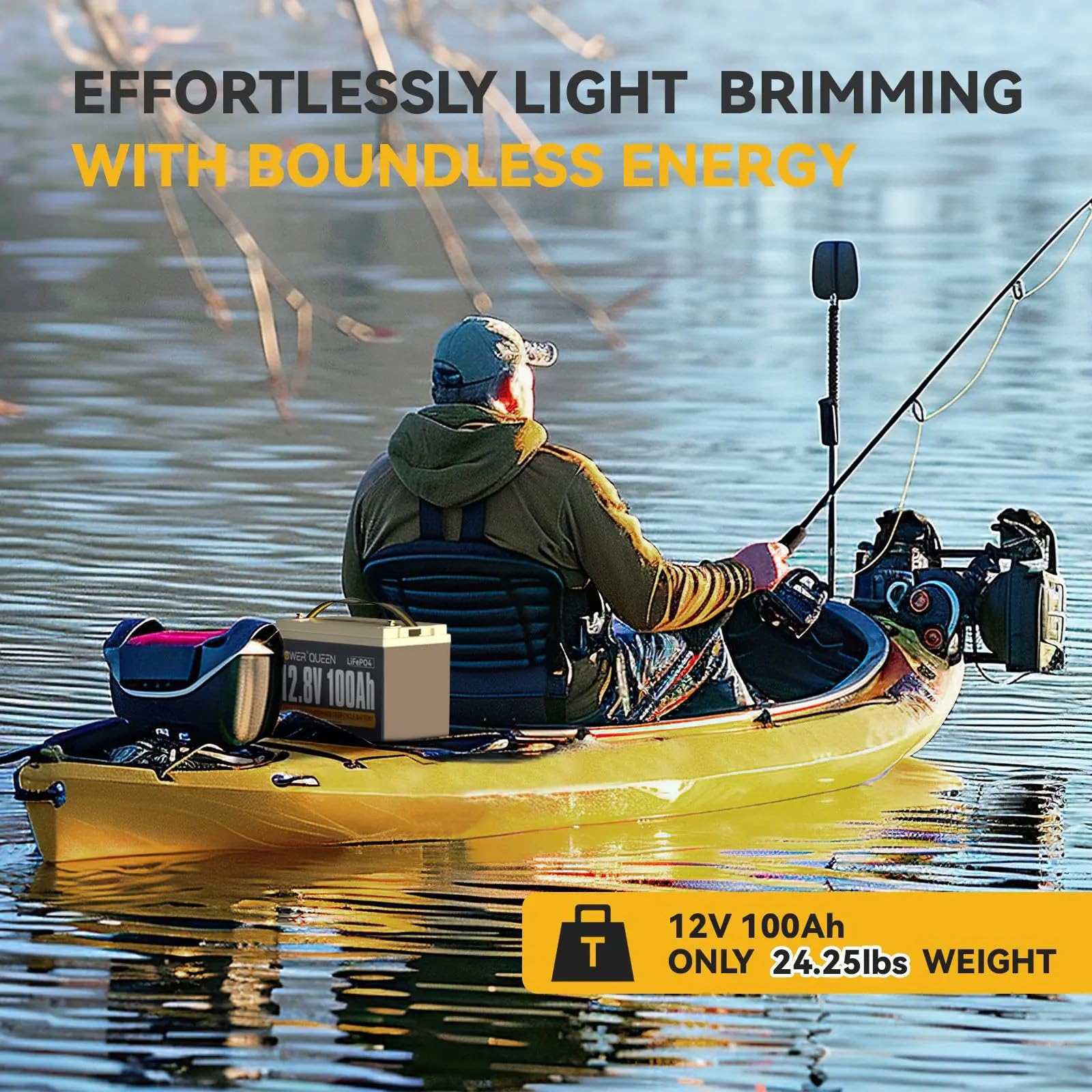 Power Queen 12V 100Ah Lifepo4 Battery Group 31, Built-In 100A Bms, Lithium Deep Cycles Battery, Up To 15000 Deep Cycles, Perfect For Rv, Marine, Off-Grid Solar Power System