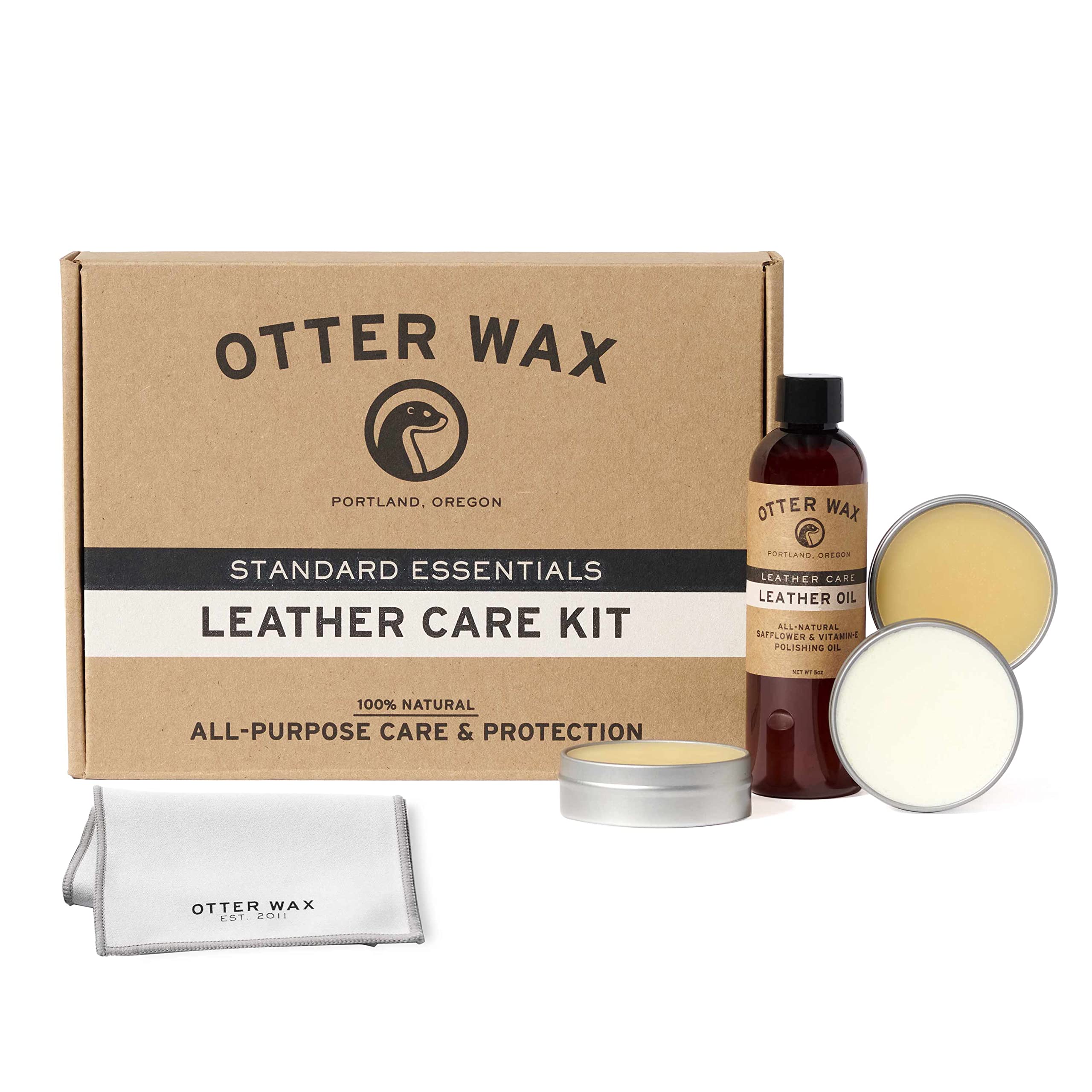 Otter Wax Leather Care Kit | 100% All-Natural Leather Care Products | Made In The Usa | Includes Saddle Soap & Leather Salve | C