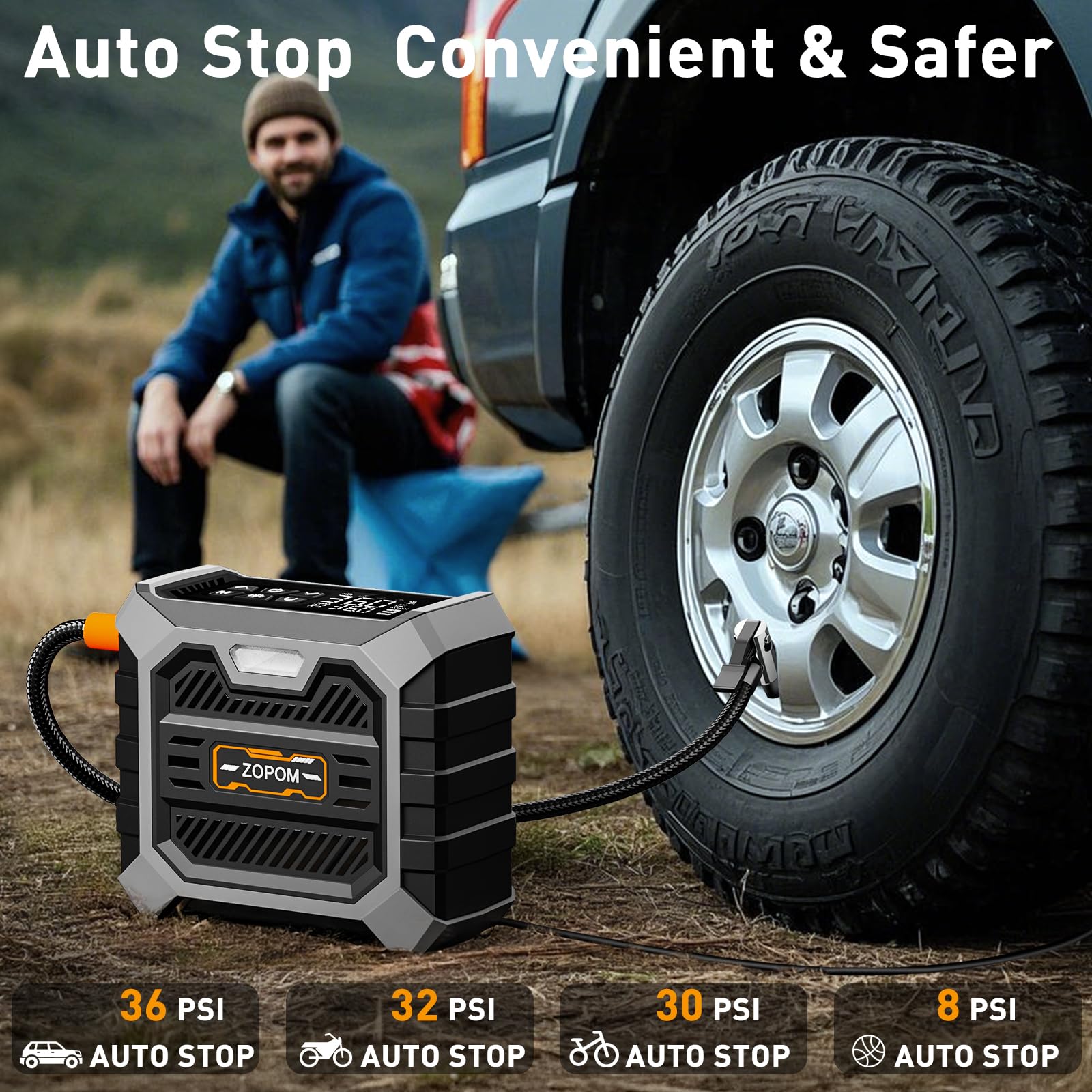 Tire Inflator Portable Air Compressor DC 12V Air Compressor Portable with Digital Pressure Gauge Air Pump for Car Tires - Car Ac