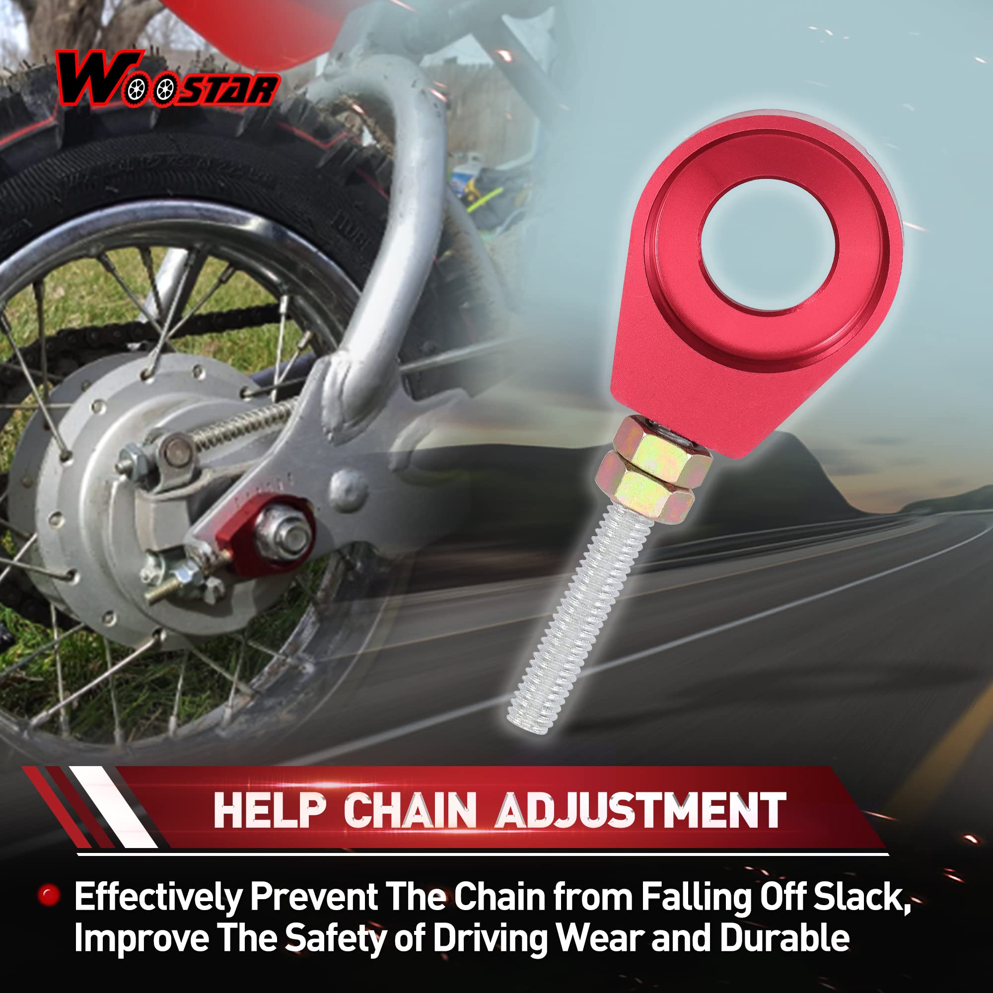 Woostar 15Mm Motorcycle Chain Adjuster Tensioner Replacement For 110Cc 125Cc Lifan Yx Ssr Coolster Sdg Thumpstar Chinese Dirt Pi