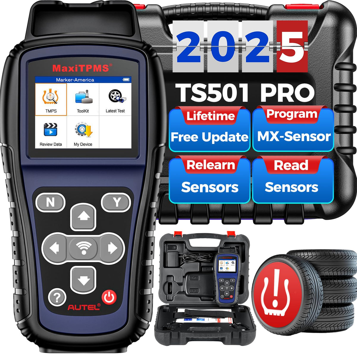Autel Maxitpms Ts501 Pro Tpms Programming Tool, Same As Ts508, 2025 Tpms Relearn Tool Newer Of Ts501 Ts408S, Activate Relearn 99