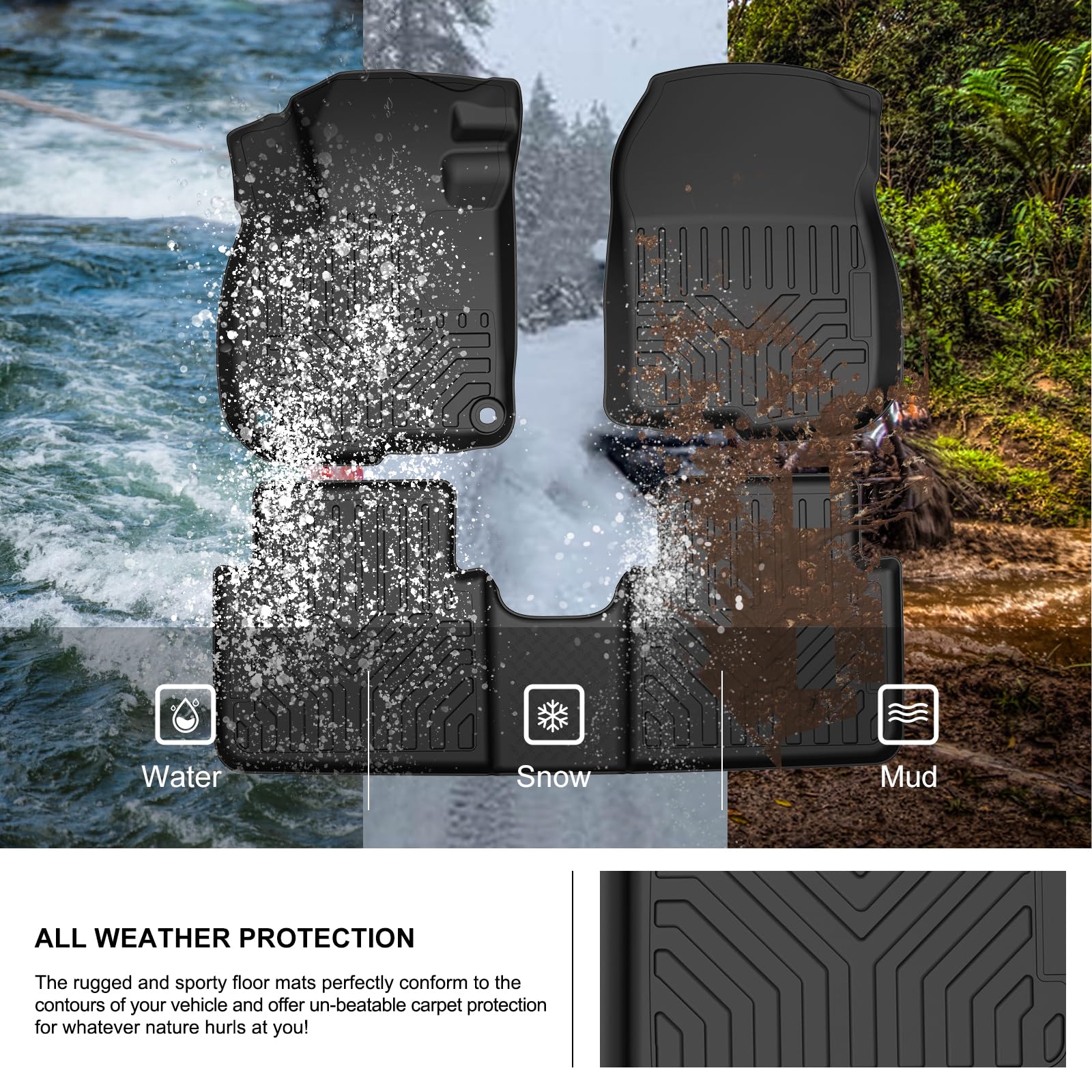 Kiwi Master Floor Mats For 2017-2022 Honda Cr-V All Weather Mat Front & Rear 2 Row Seat Tpe Slush Liners Set Black
