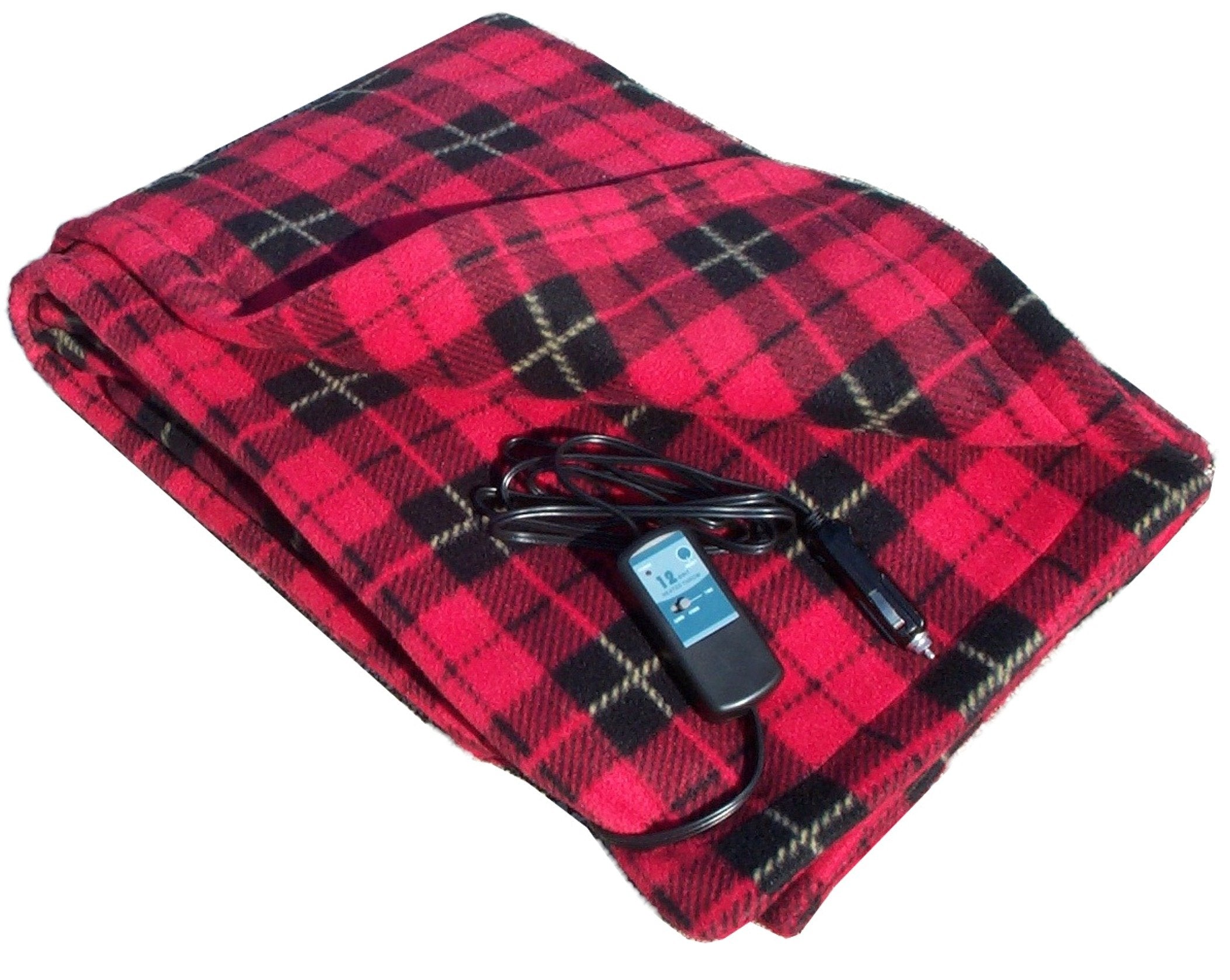 Trillium Worldwide Twi-2001 Heated Fleece Travel Electric Blanket - 12 Volt - Red Plaid